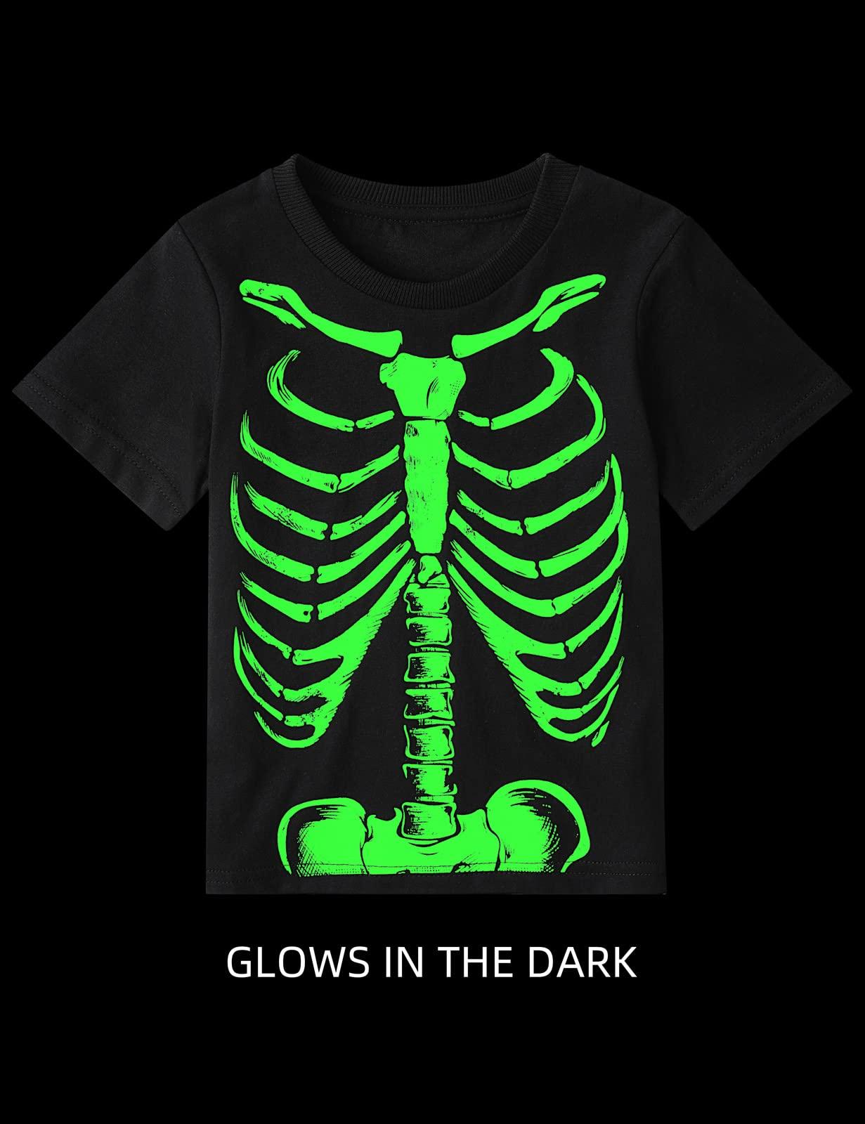 COSLAND COSLAND Toddler Skeleton Shirt Little Boys Halloween Costume, Black, 2T