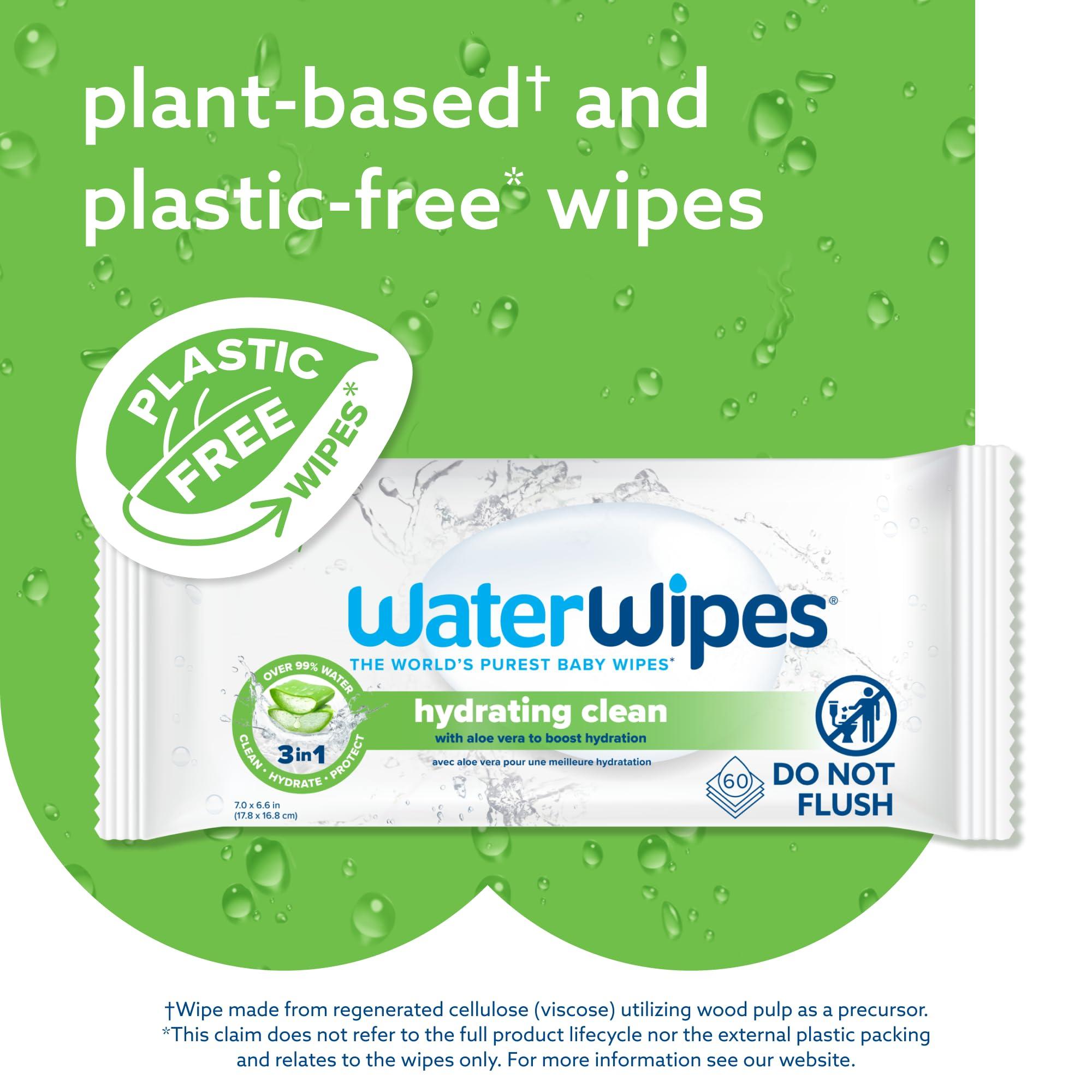 WaterWipes WaterWipes Hydrating Clean Baby Wipes, 99% Water-Based Formula with Aloe Vera to Hydrate & Clean Skin, Unscented & Hypoallergenic, 360 Count (6 Packs)