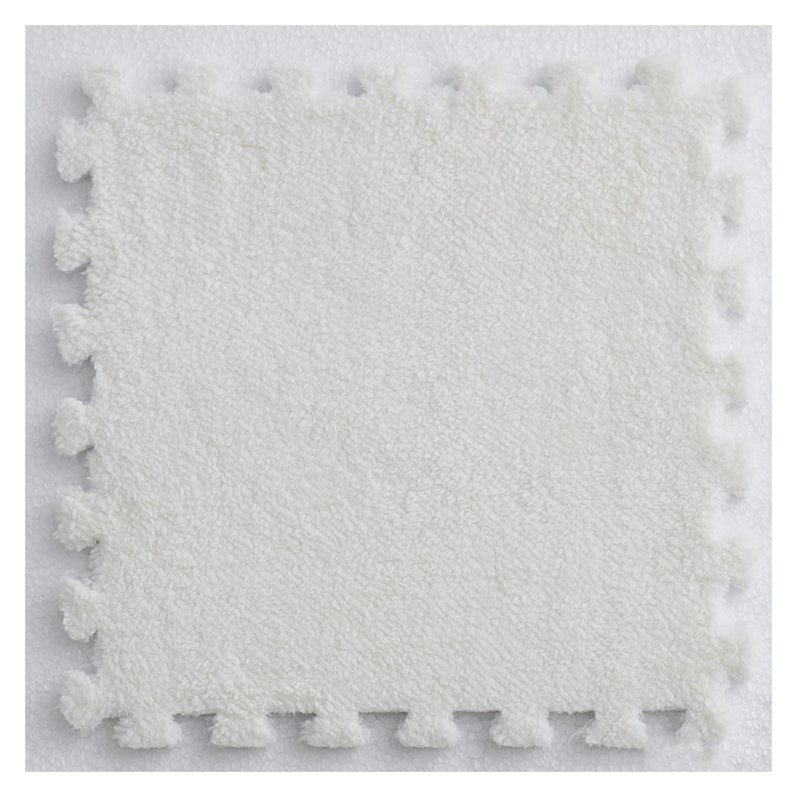 FYYSJW 20 Pcs Interlocking Carpet Tiles,Plush Foam Floor Mat,Square Puzzle Mat,Climbing Mat Area Rugs for Home Playroom,20 Tiles/19.4 Sq.Ft,White