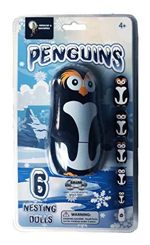 Universal Specialties Penguin Family Nesting Dolls - 6 Unique Matryoshka Penguins - All Hollow to Fit Inside Each Other - Plastic Russian Stacking Toys Cute Doll Toy for All Ages