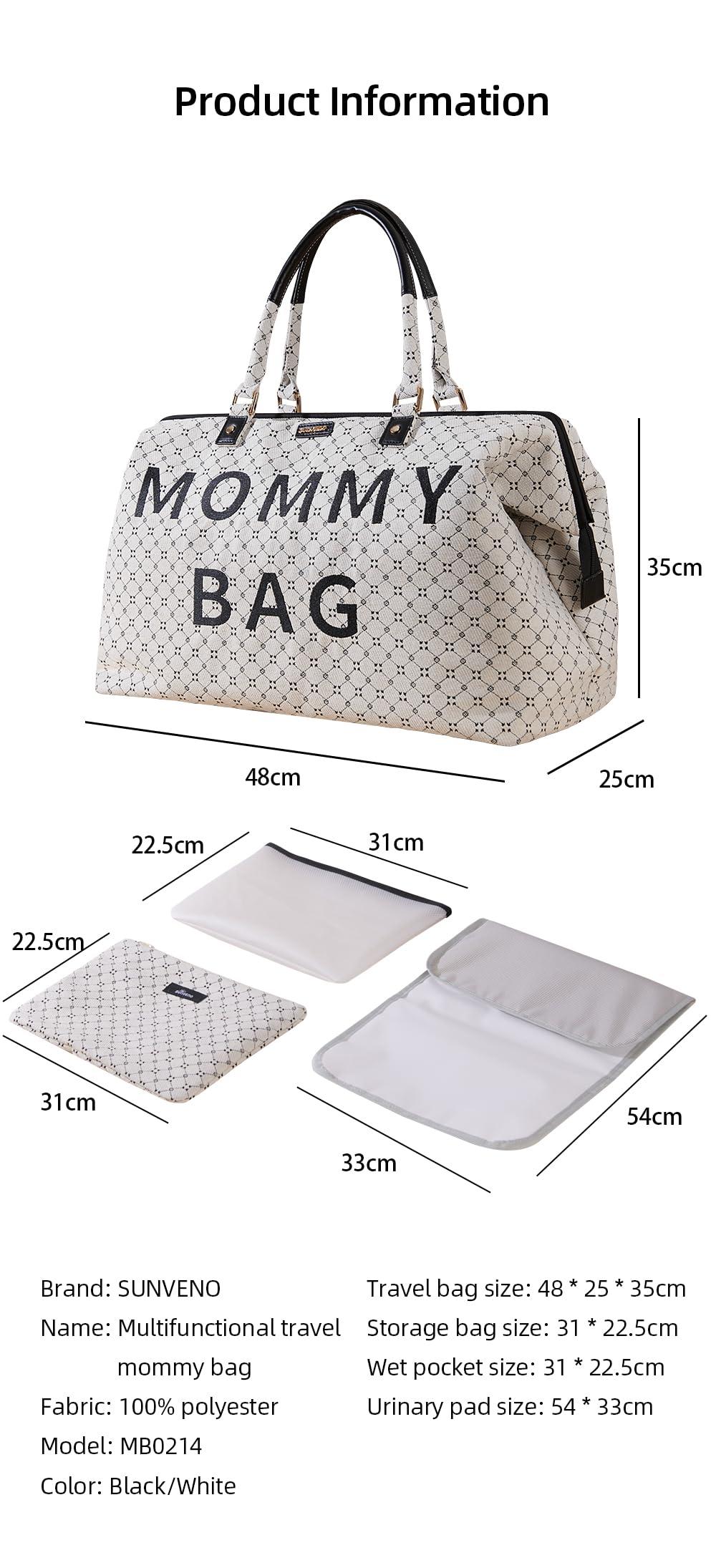 SUNVENO SUNVENO Diaper Bag Women Travel Bag Mommy Bag Weekender Bags Large Capacity duffle Bag, White