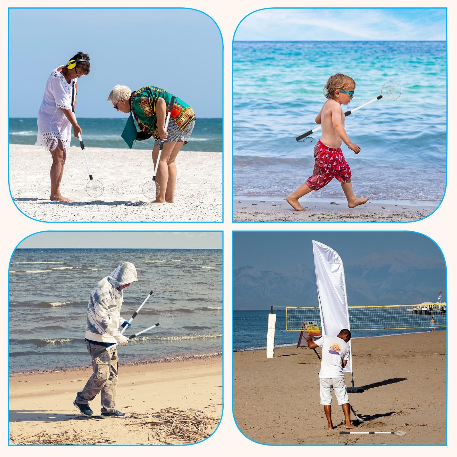 Roshtia Roshtia 2 Pack 28in Beach Sand Sifter Shell Scooper for Beach Shark Tooth Sifter, Sand Scoop Shell Scooper Beach Scoop Shovel and Sifter Tool for Beach(Black Round,5.5", 17"-29.5" Handle)