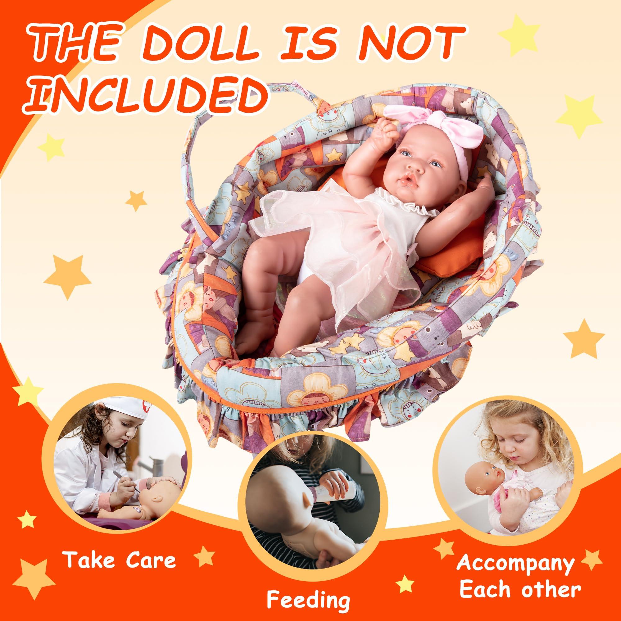 Rakki Dolli Rakki Dolli Doll Carry Cot Set Doll Carrier Soft Basket Bassinet, Includes 1 Cot and 1 Pillow, Fits for 18-inch American Girl Dolls 019