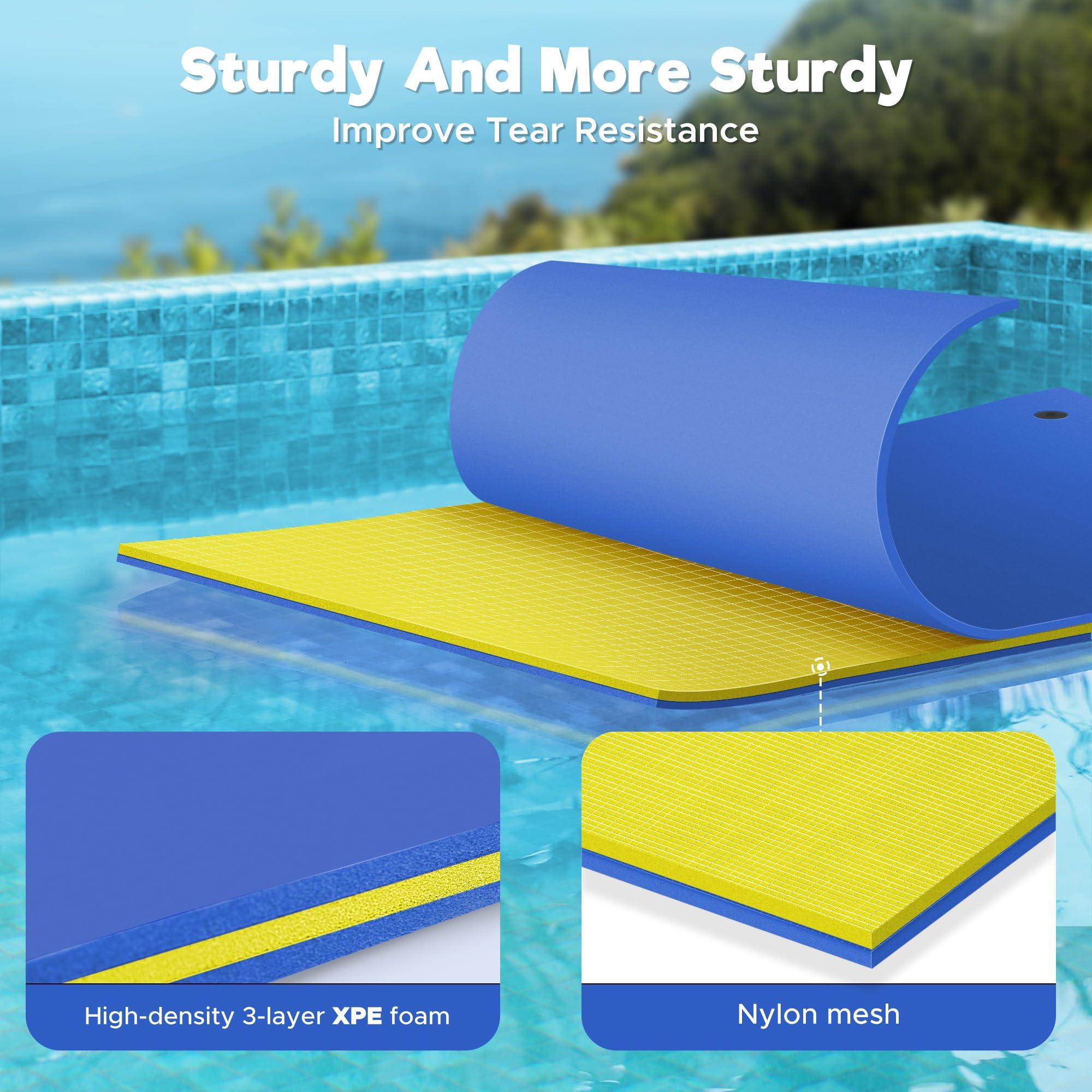 WARMOUNTS WARMOUNTS Water Floating Mat Foam Pad, 9x6FT Bouncy Tear-Resistant XPE Foam, Recreation and Relaxing for Pool Lake River Ocean Outdoor Water Activities