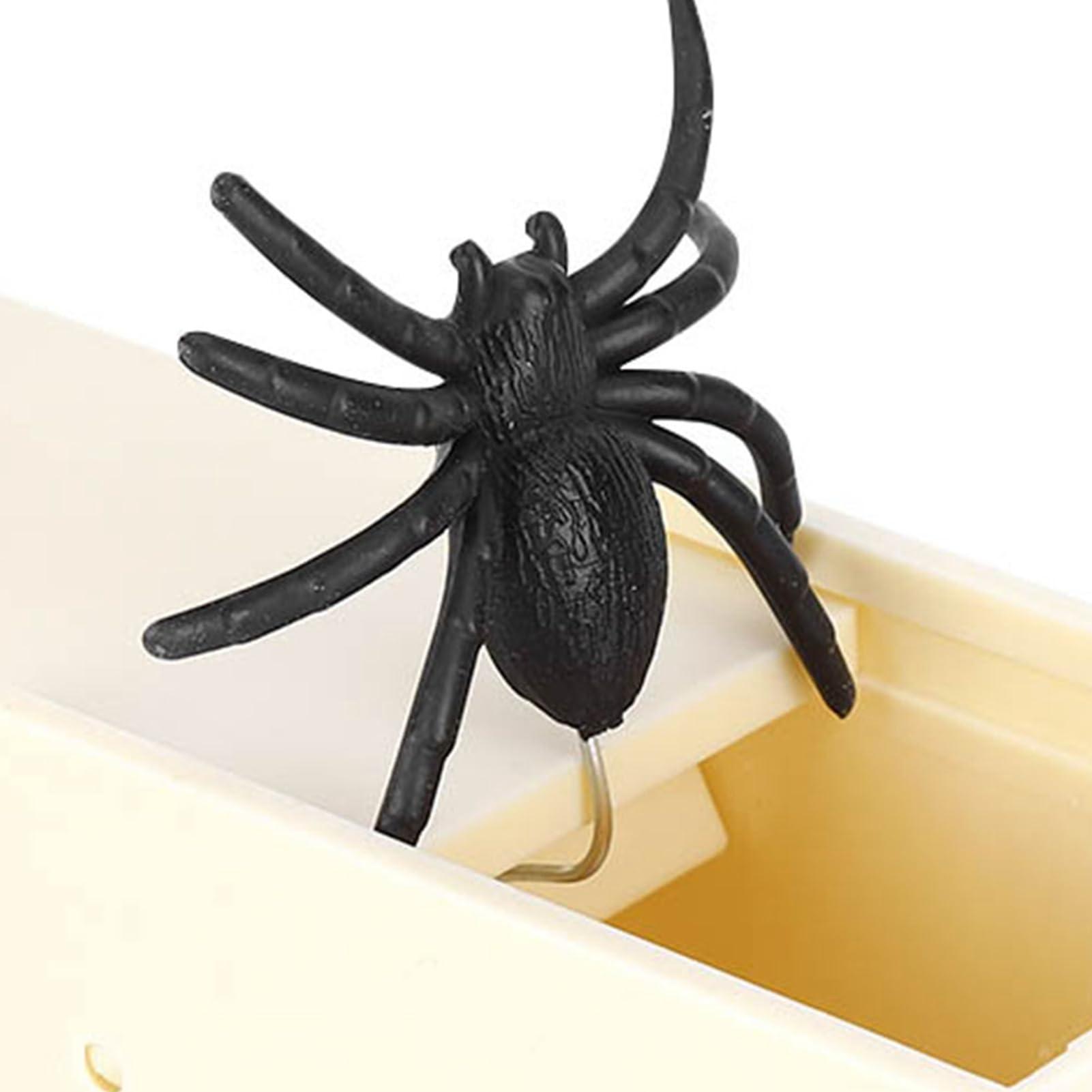 Gsycle Gsycle Simulation Fake Spider Box, Wooden Scare Box Funny Trick Prank Toy Fun Joke Scarebox Toy Spider Box Prankoy Prank for Kids Adults