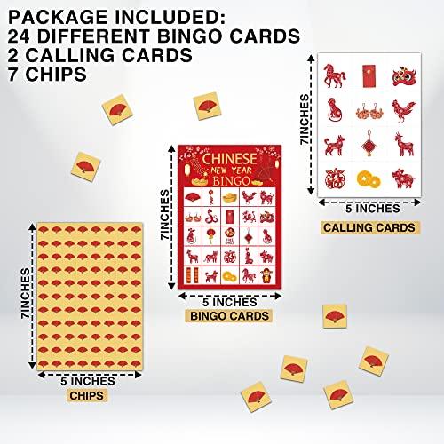 Tedea Tedea Chinese New Year Bingo Games, Lunar New Year Games, Chinese New Year Bingo, Chinese New Year Activity, Chinese New Year Party Decorations Supplies, 24 Players Bingo Games (B03)