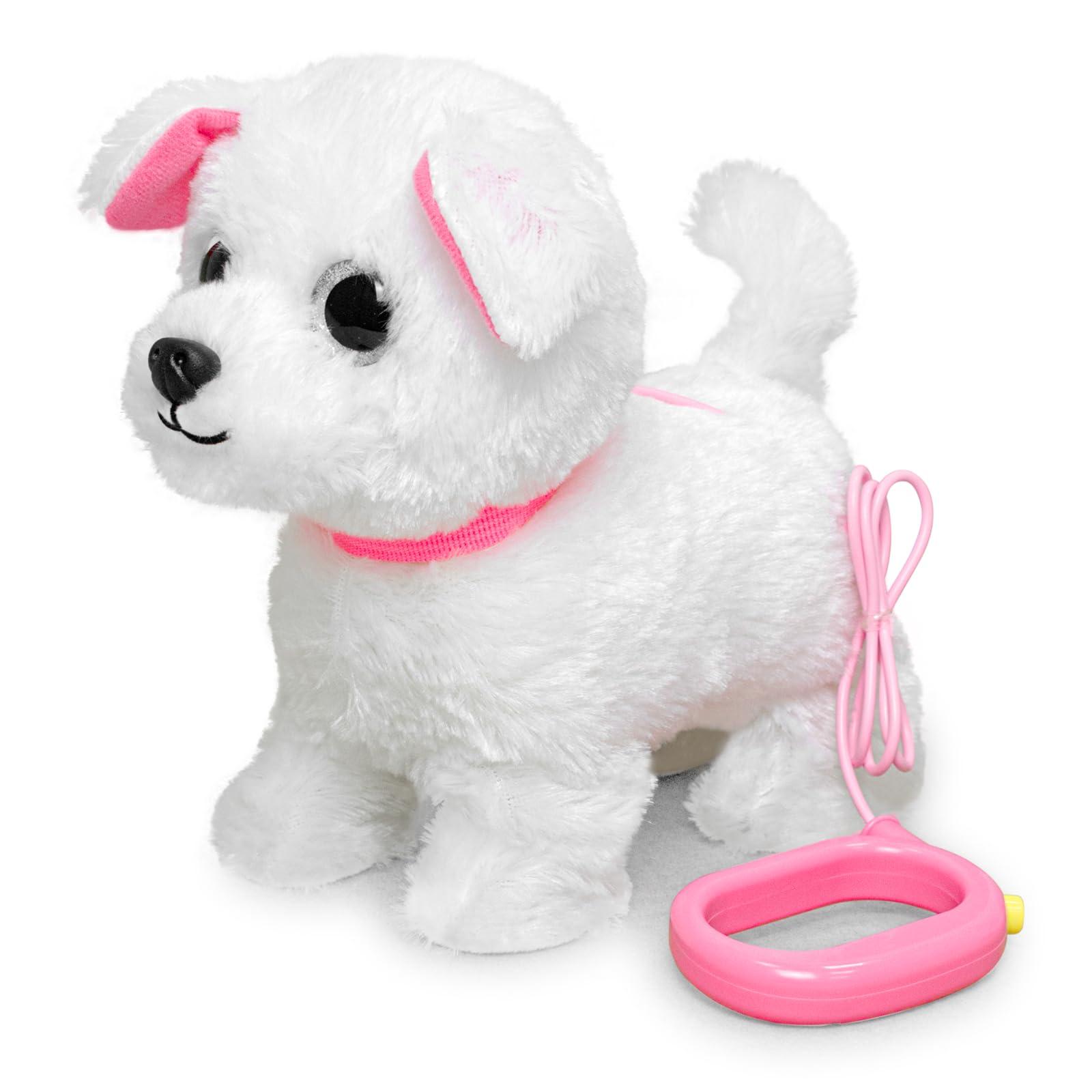 YH YUHUNG YH YUHUNG Walking and Barking Toy Dog with Remote Control Leash Puppy Electronic Pets Interactive Toys for Kids (White)