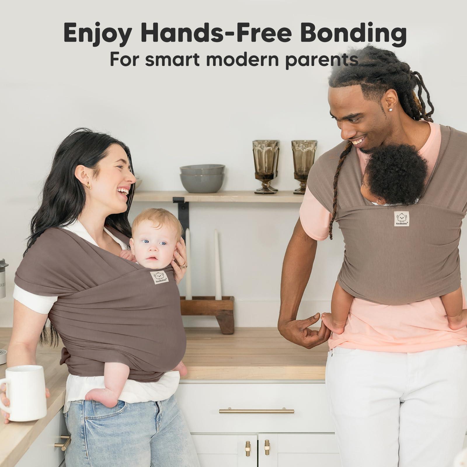 KeaBabies KeaBabies Baby Wrap Carrier - All in 1 Original Baby Carrier Newborn to Toddler Sling, Easy to Wear, Hands Free Bonding, Lightweight, Breathable Infant Wraps (Copper Gray)