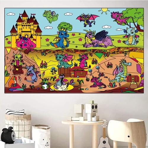 ALEX Art ALEX Art, Large Coloring Poster - Dragon Big Giant Coloring Sheets - Family Jumbo Wall Coloring Pages - Super Huge Coloring Posters for Kids - Children Table Floor Poster Size 38.5”x26.7”