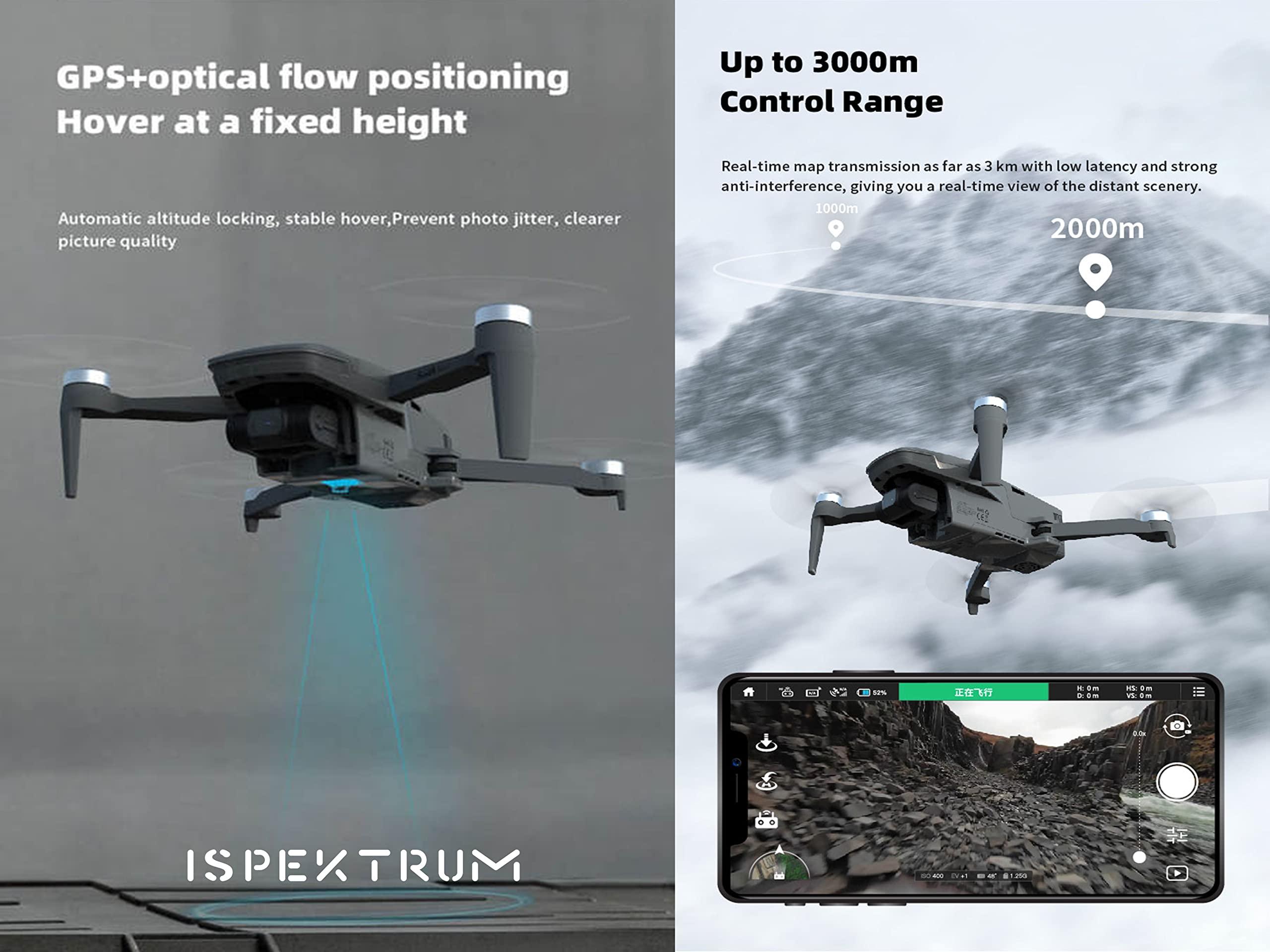 ISPEKTRUM FireFly Faith Mini Drone 4K Dual Camera, 3-Axis Gimbal, 27 Minutes Fight Time, 3KM Flying Range, Advanced Auto Return, Trajectory Flight, Smart Hover