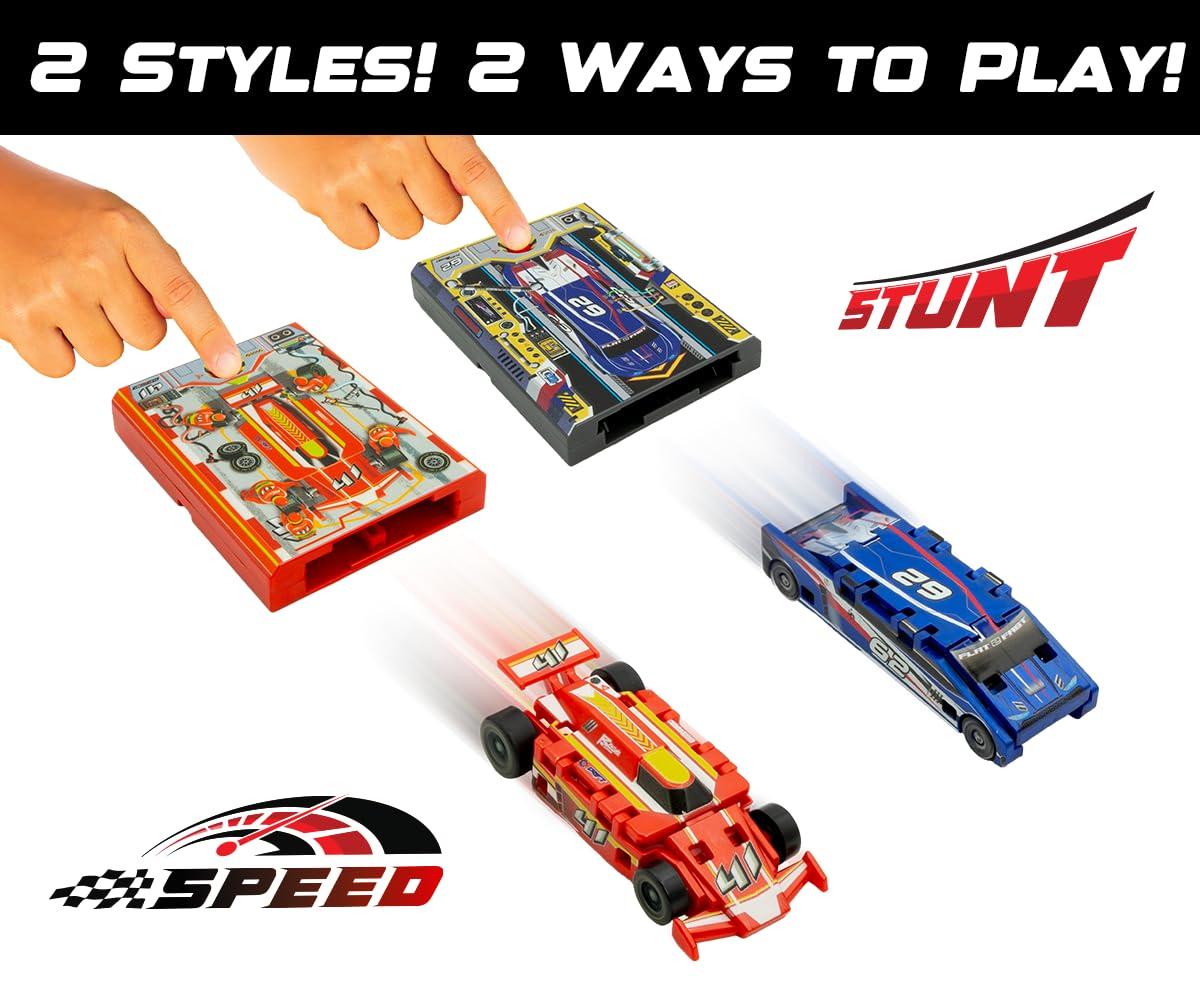 FLAT 2 FAST FLAT 2 FAST Red 72 Card Racer | Load, Launch, Race - Pocket-Sized Racecar Toy Ages 5 and up (Sold Each)