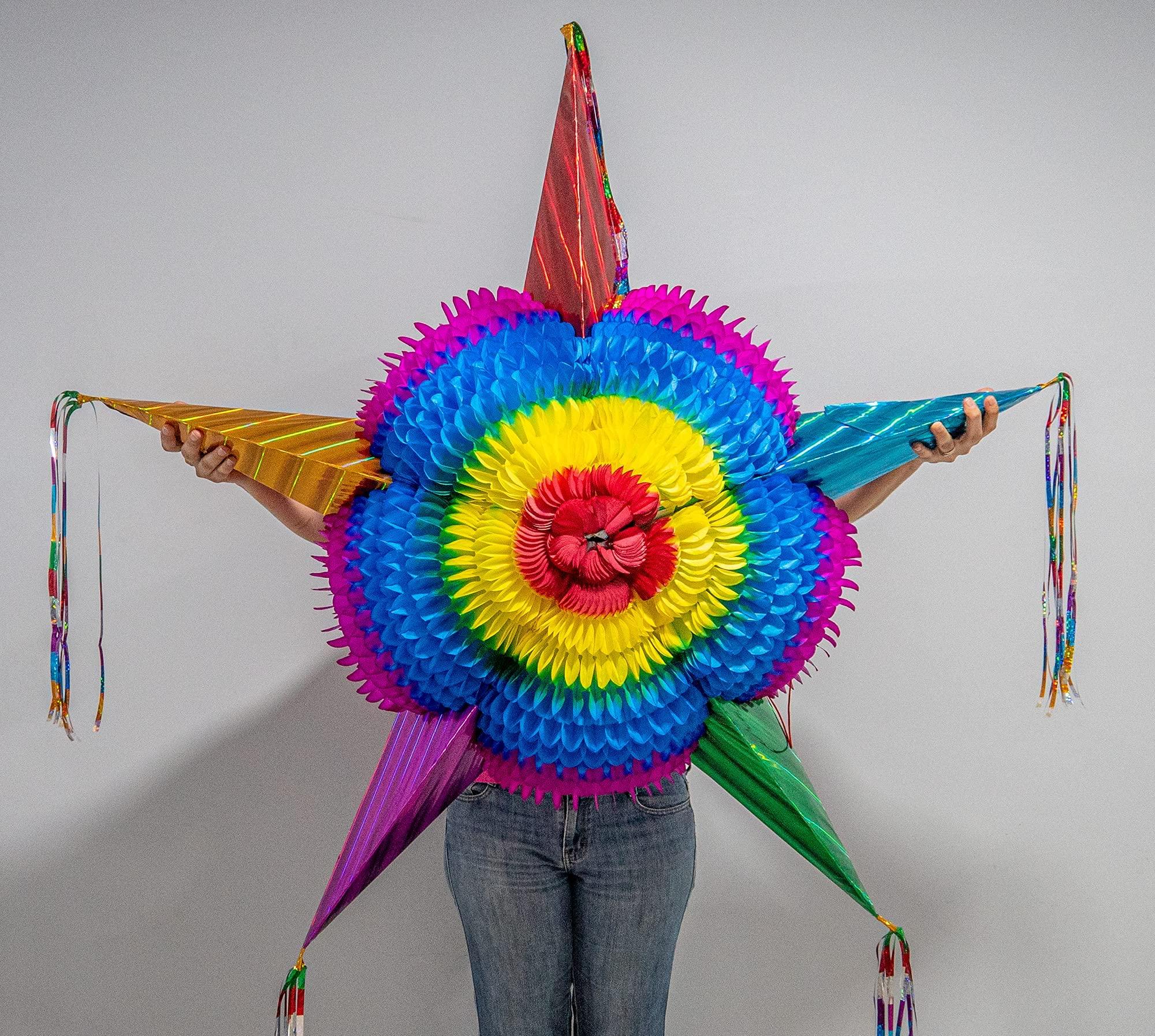 Celly Party Giant Extra Large Pinata,52 Inch Large Really Big Star Piata Mexicana, Dia de Los Muertos,Huge Colorful Foldable Pinata