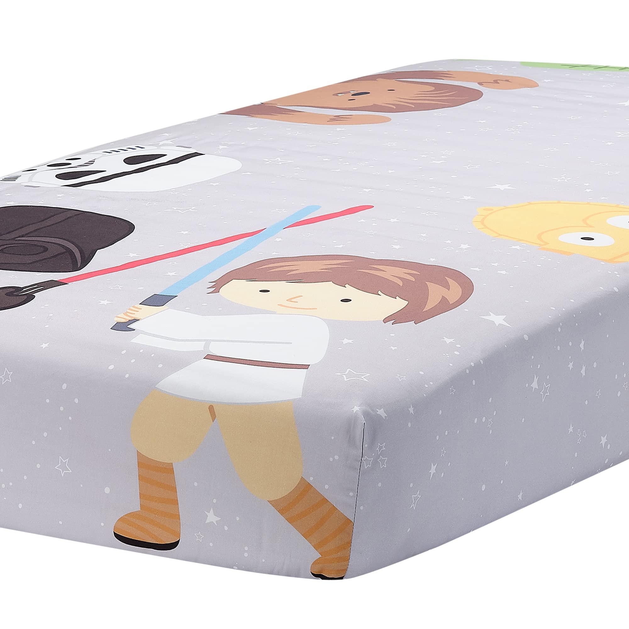 Lambs & Ivy Lambs & Ivy Star Wars Galaxy Cotton Fitted Crib Sheet - Yoda/Darth Vader/R2D2