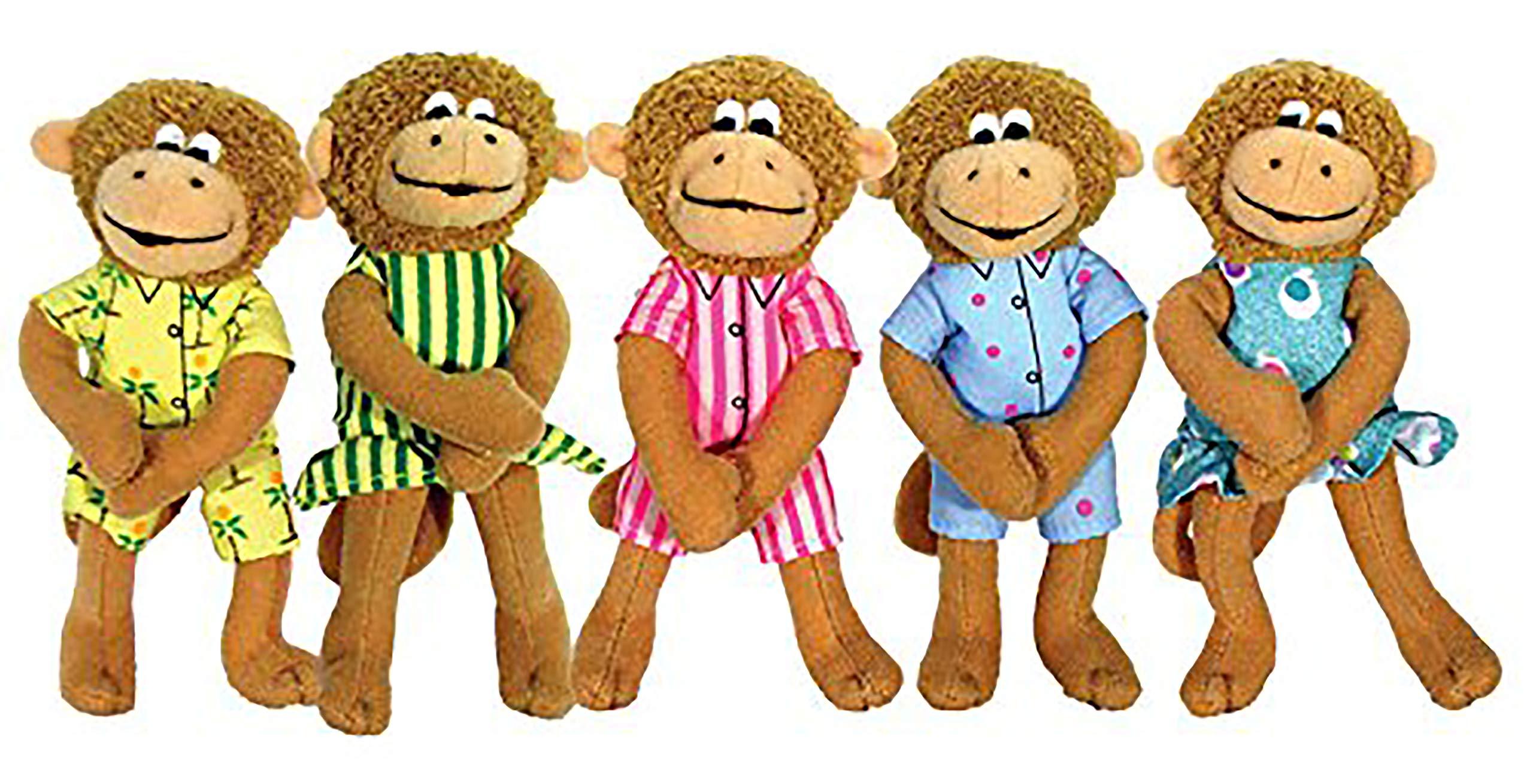 MerryMakers MerryMakers Five Little Monkeys Finger Puppet Playset, Set of 5, Polyvinyl Chloride, 5-Inches Each