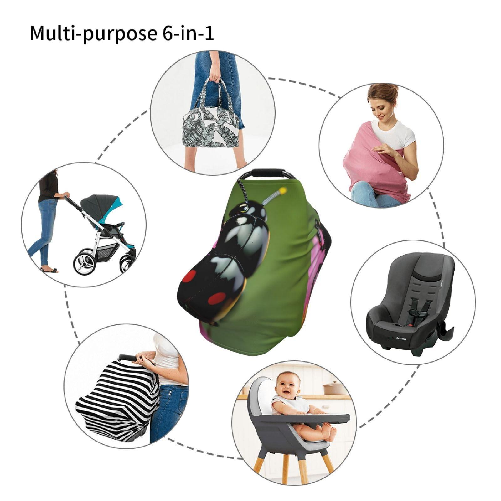 ZhanMg ZhanMg Colorful Ladybird Stroller Chair Nursing Top Cover - Privacy Canopy for Newborns and New Moms, Perfect for High Chair, Black