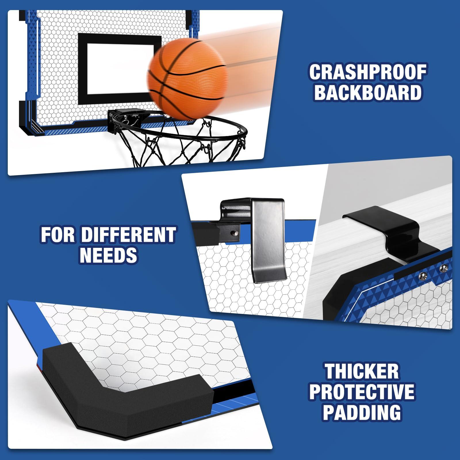 Xucutu Xucutu Indoor Mini Basketball Hoop for Door - Over The Door Basketball Mini Hoop with 3 Balls, Foldable Basketball Hoop for Wall & Room Basketball Toy Gift for Boy Kids Teens