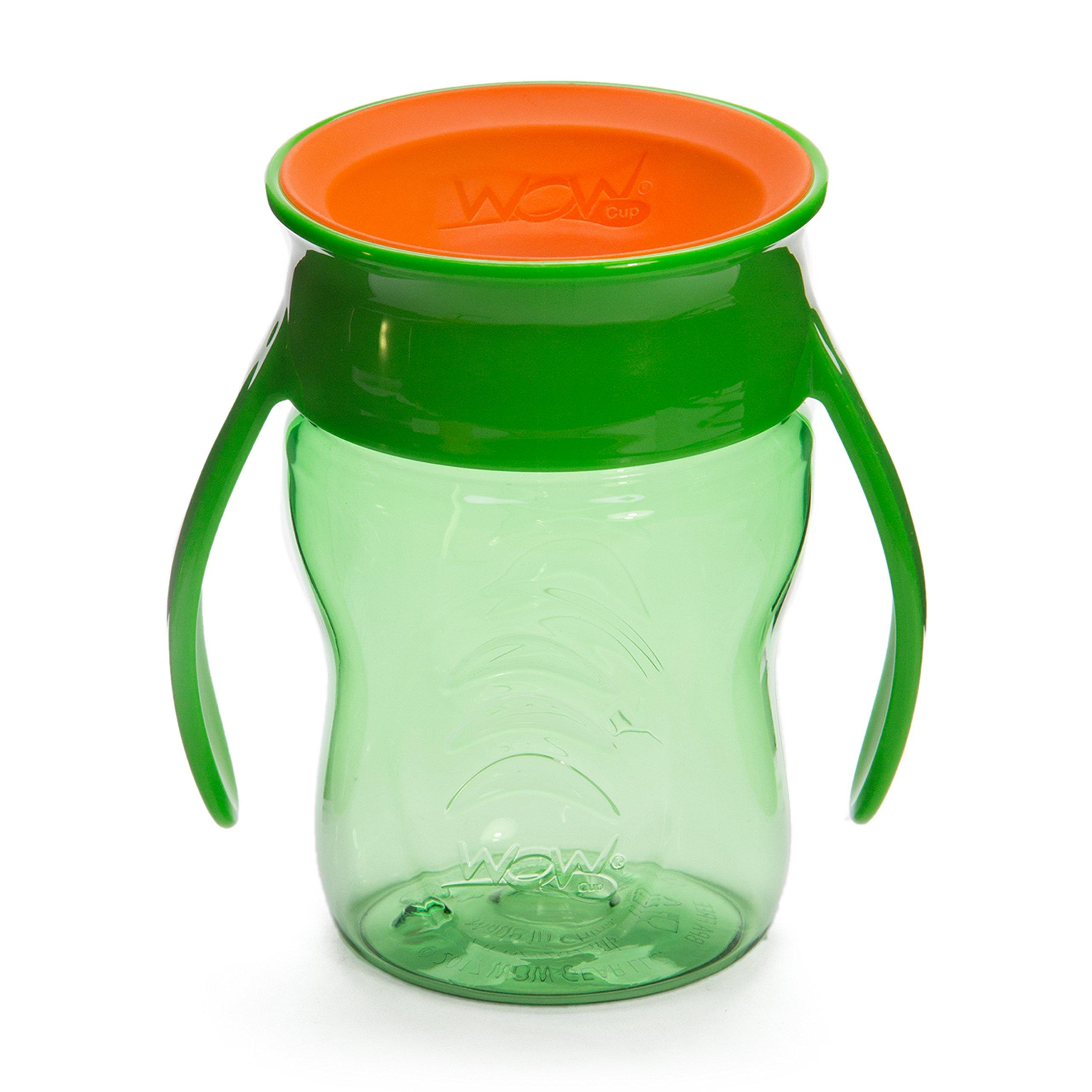 WOW GEAR Wow Cup for Baby 360 Trainer Sippy Cup, Green, 7 oz / 207 ml