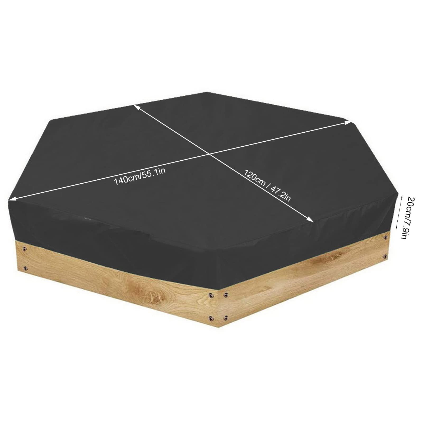 PAOORTS PAOORTS Sandbox Cover, Hexago n Sandpit Sand Toys Cover, Protective Cover for Sandpit Canopy Sand Toys, Waterproof Pool Cover with Drawstring for Outdoor(Black)