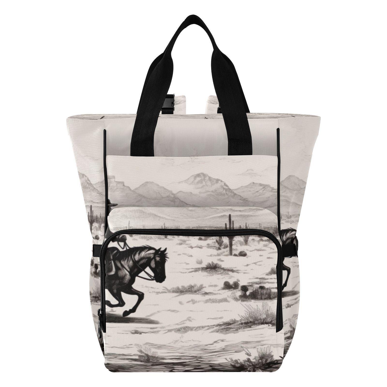 Jihqo Jihqo Diaper Bag Backpack Western Desert Cowboys Travel Diaper Bags for Women, 10L Functional Baby Changing Bag with Insulted Pockets, Stroller Straps