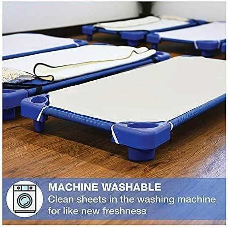 Ready To Rest Toddler Size Daycare/Pre-School Cot Sheets- 22x40, 24-Piece Childrens Naptime Cot Sheet with Corner Elastic Loops- Ploy-Cotton Blend- Ivory Daycare Cots Fitted Sheet for Baby Girls & Baby Boys