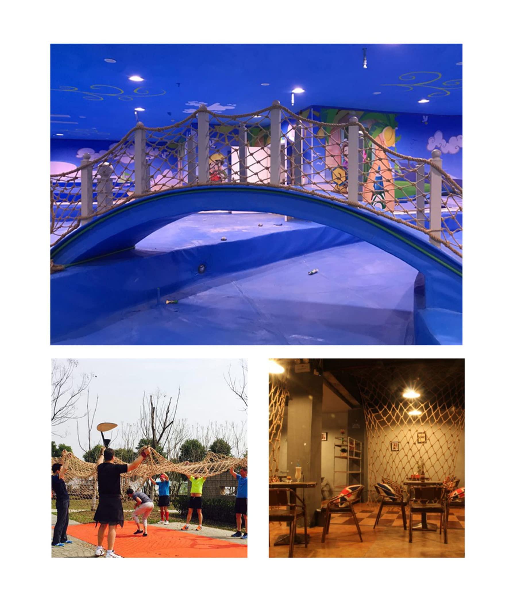 GERYUXA Safe Net Balcony Stair Protection Anti-fall Net Child Safety Net Safety Netclimbing Netrope Ladderhemp RopeAnti-fall Stair NetsFence NetsScenic Fence Protect(Size:2x4m(6.6x13ft),Color:Hemp rope net)