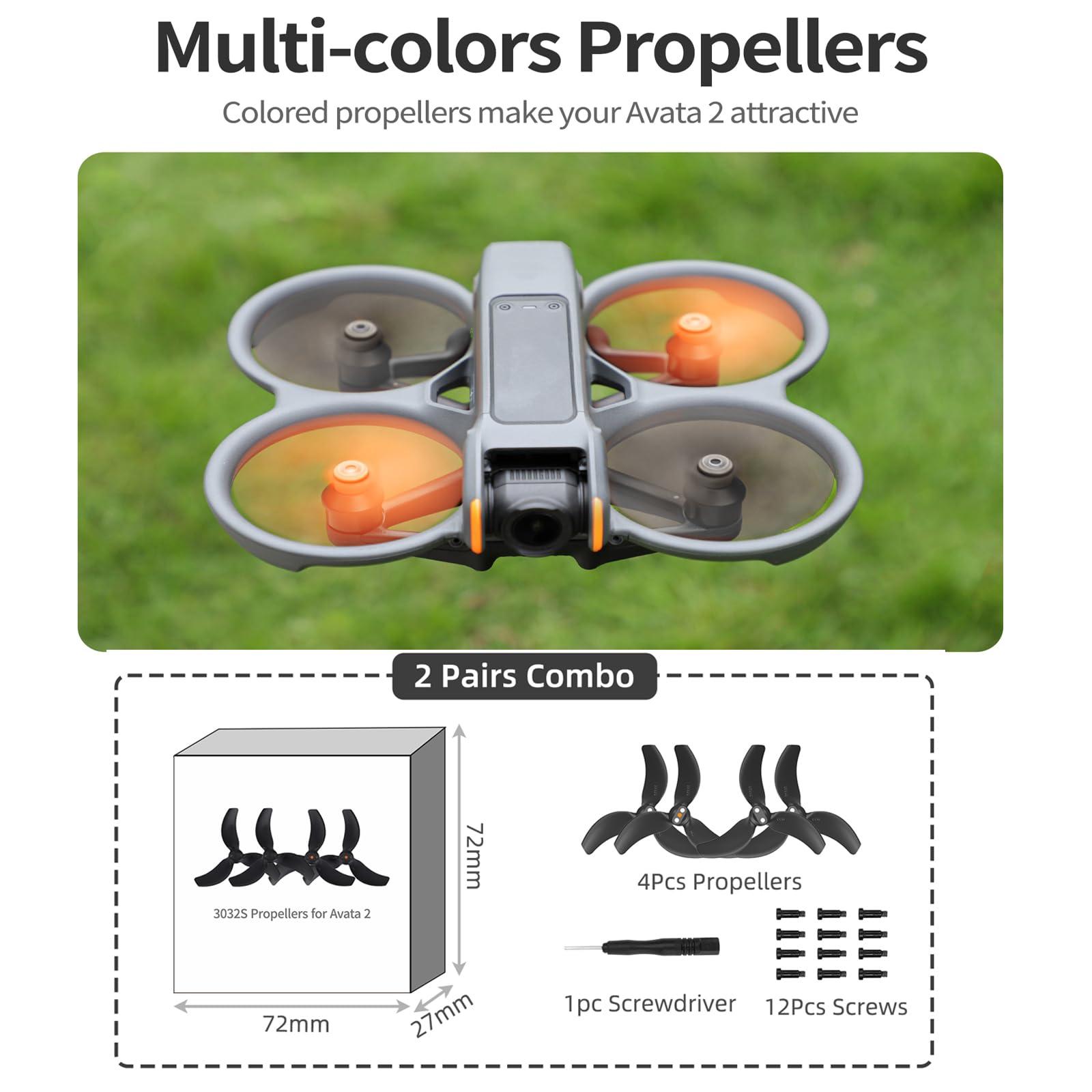 FSIDIWT FSIDIWT Avata 2 Propellers, 4Pcs Avata 2 Propellers Replacement, Low Noise Replacement Spare Blades Props for DJI Avata 2 Drone Accessories (Black)