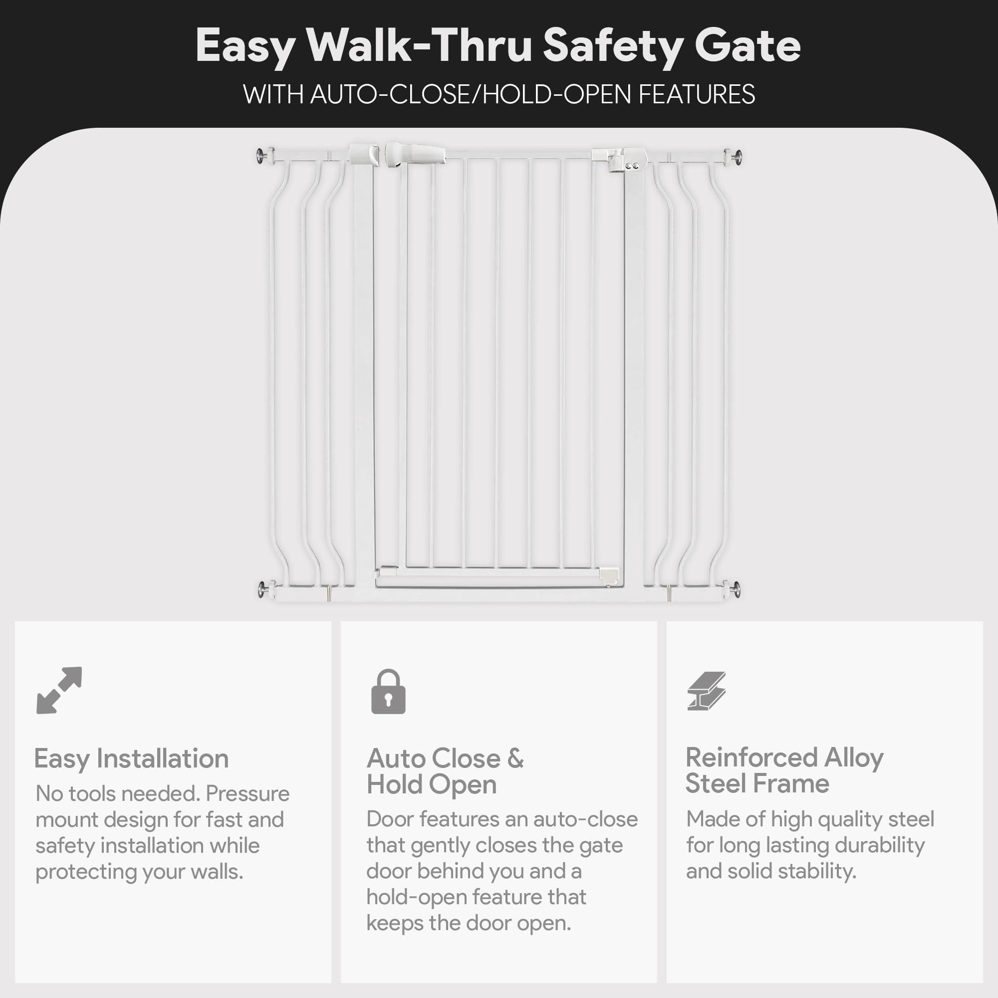 BalanceFrom BalanceFrom Easy Walk-Thru Safety Gate for Doorways and Stairways with Auto-Close/Hold-Open Features, 36-Inch Tall, Fits 29.1 - 43.3 Inch Openings, White