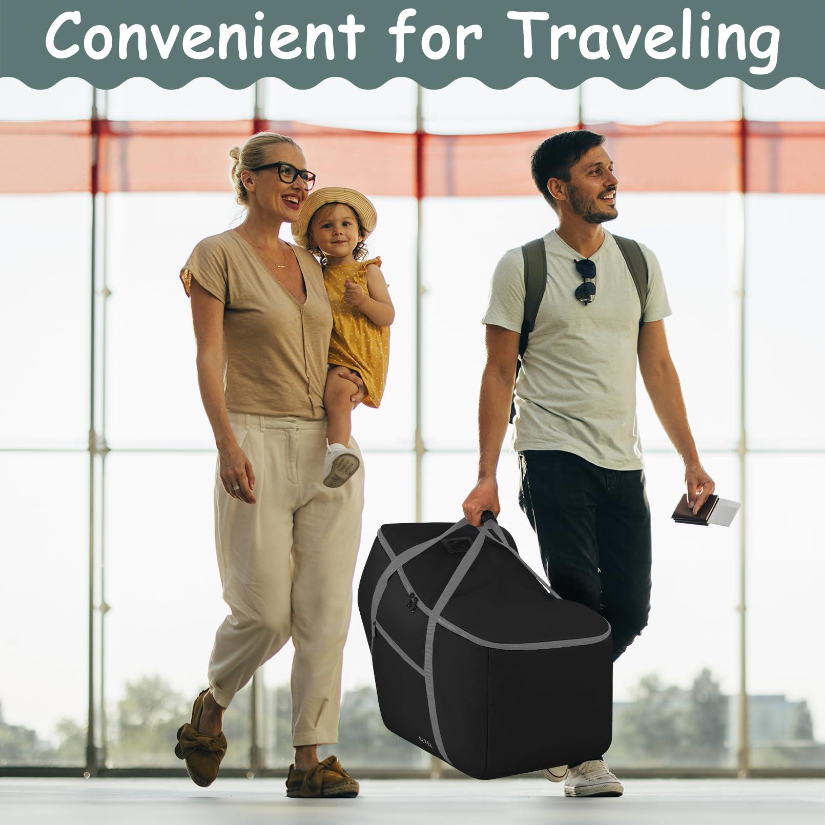 SCTEL Infant Car Seat Travel Bag Fit Nuna Pipa All Model Car Seat and Base, Fit Doona Baby Stroller, Padded Car Seat Bags for Air Travel, Gate Check Bag with Side Pocket, 5 Protective Feet, Storage Bag