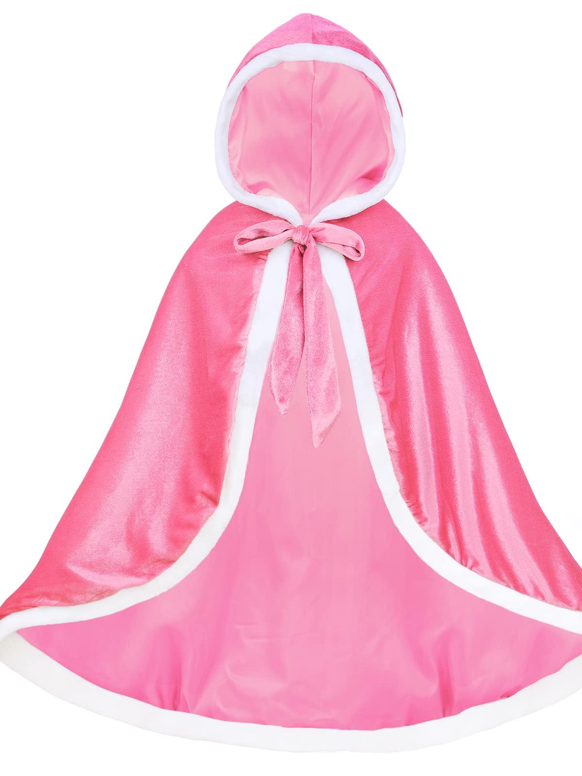 Century Star Century Star Girl Fur Princess Cape with Hood Girls Cloak for Little Girls Christmas Pink 2-3 Years