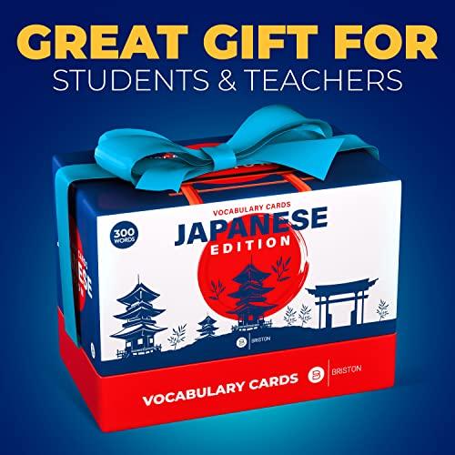 Briston Japanese Vocabulary 300 Flash Cards - Beginner Vocab with Pictures - Memory & Sight Words - Educational Language Learning - Game Like Play - Kids, Grade School, Classroom, Homeschool - 2023 Edition