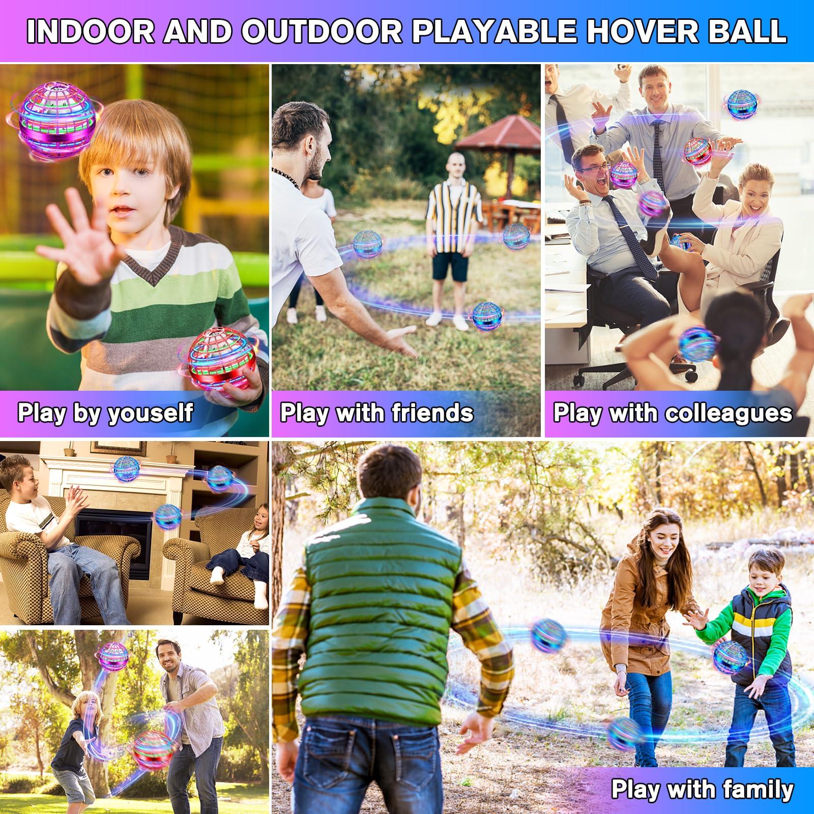 Vantexi Flying Orb Ball 2 Pack,Cosmic Globe Boomerang Ball with LED Lights,Hover Fly Orb Ball Flying Spinner Mini Drone,Flying Ball Drone Toy,Christmas Birthday Gifts for Boys Girls(Blue*2)