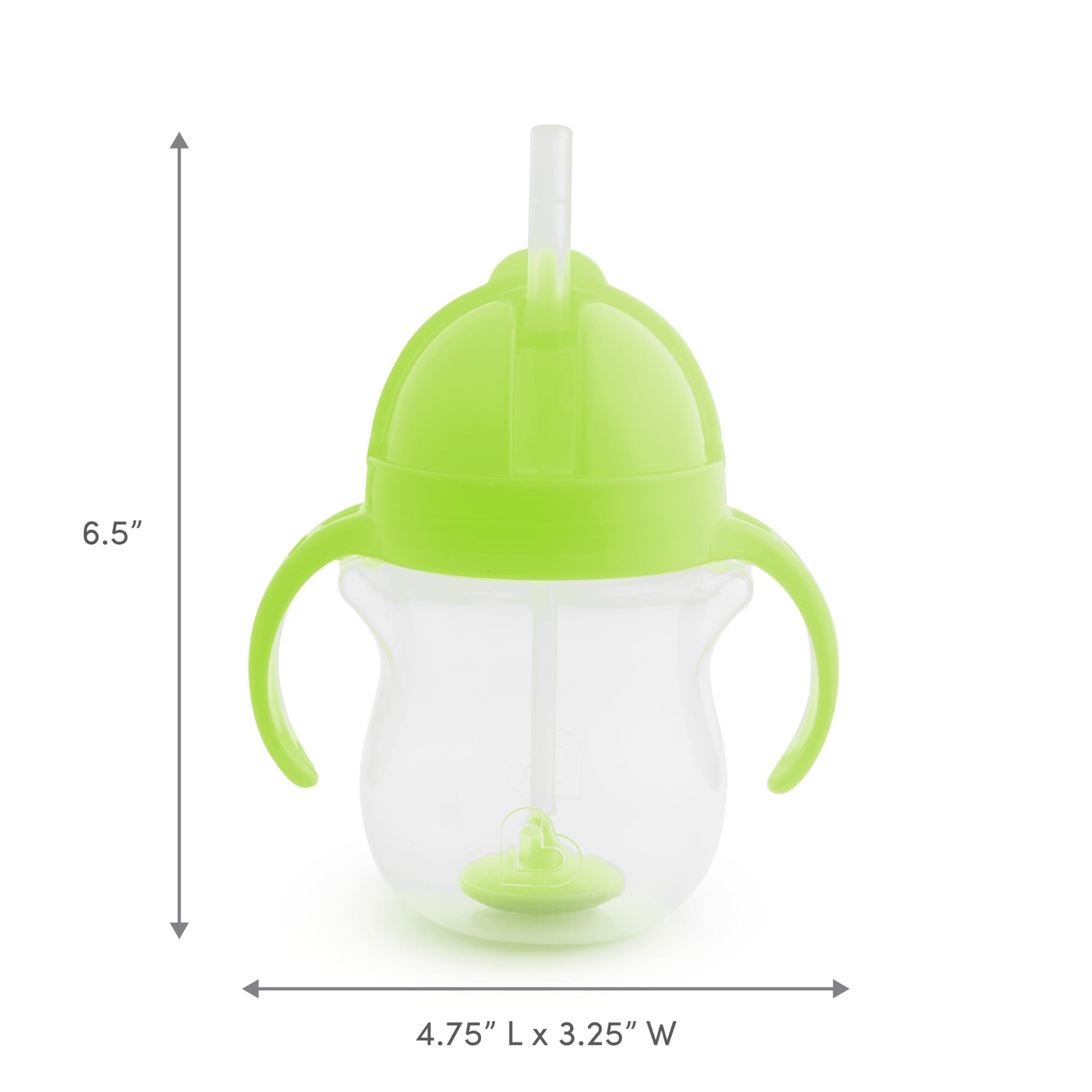 Munchkin Munchkin Any Angle Sippy Cup for Toddlers, Weighted Straw Trainer Cup with Click Lock Lid, 7 Ounce, 2 Pack, Blue/Green
