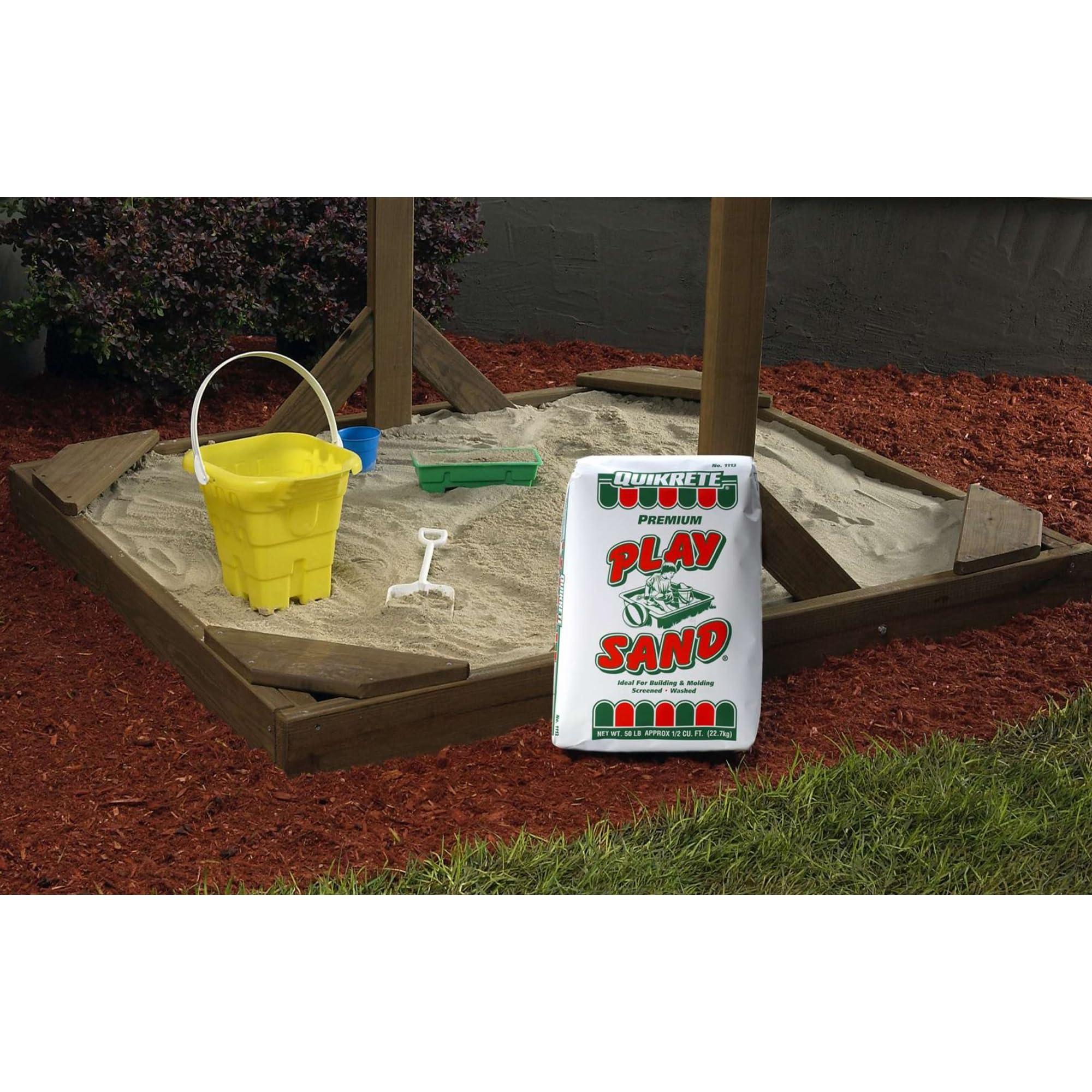 PlaySand Quikrete Sandbox Play Sand – Outdoor Kids Filtered Playsand for Sand Box – Screened, Washed and Dried Tan Color - 50 Pounds