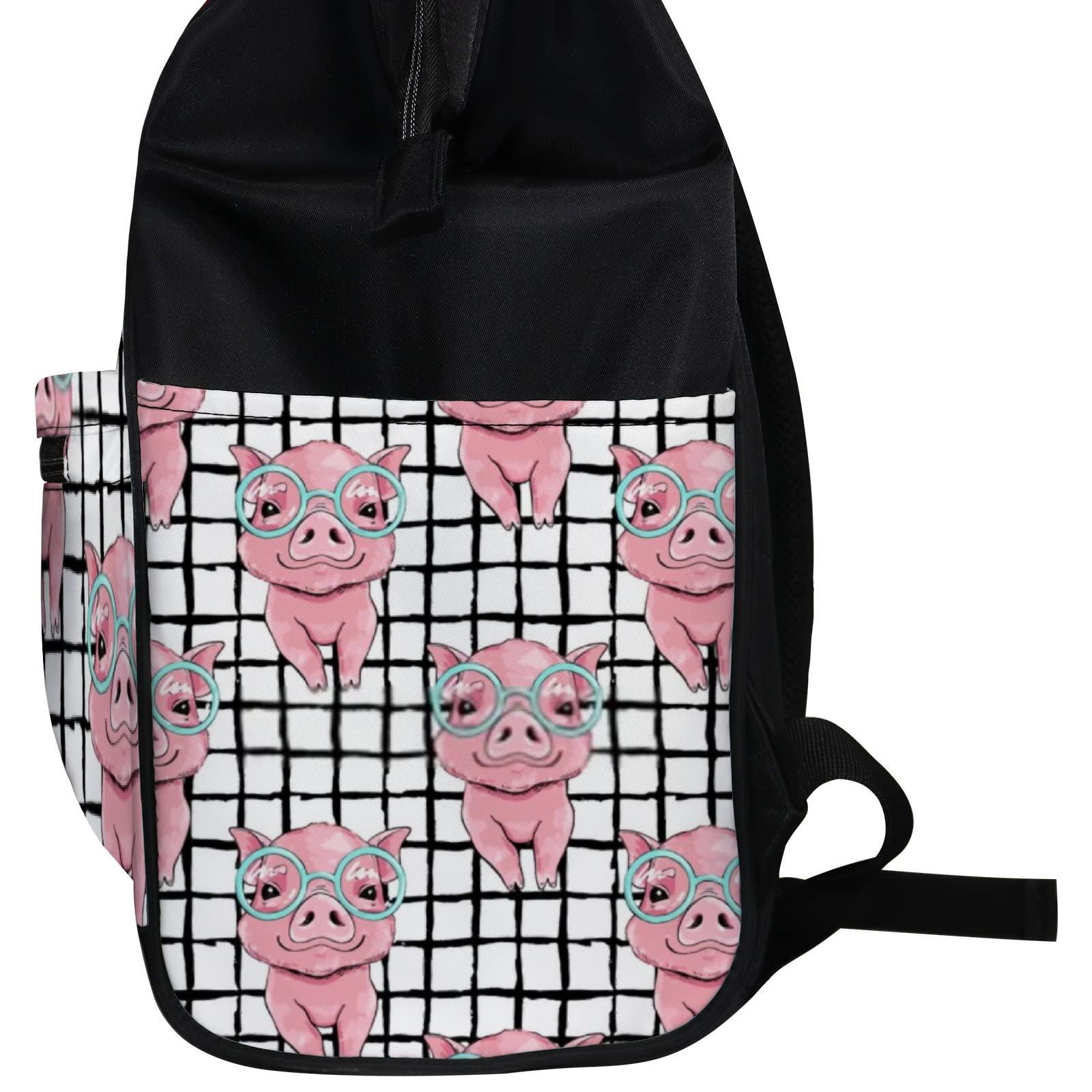 Hapuxt Diaper Bag Mummy Backpack Cute Piggy Fashionable Glasses Multifunction Baby Nappy Bag Large Capacity Nursing Bags Waterproof Travel Backpack