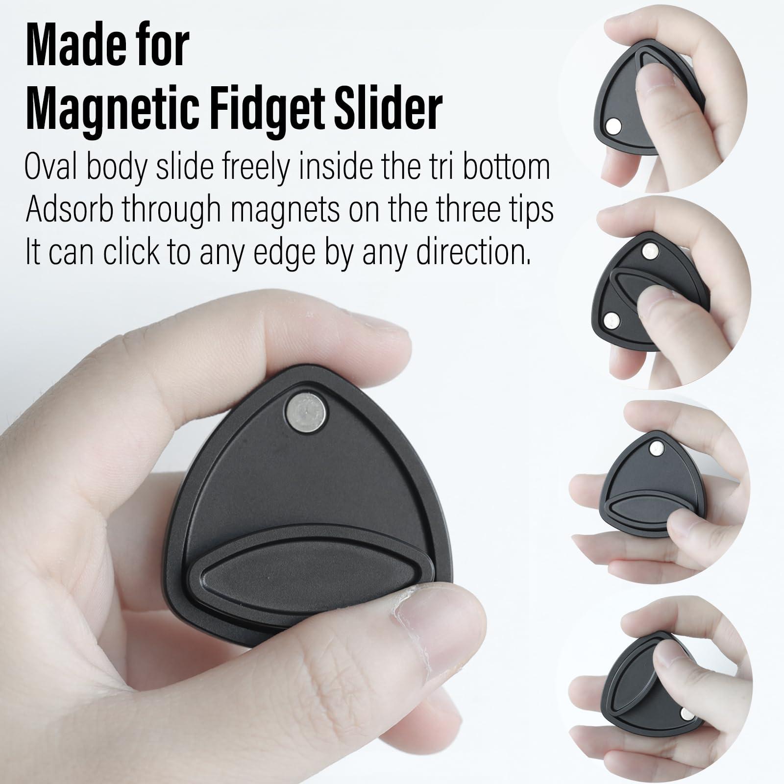 FREELOVE FREELOVE Pivot Magnetic Fidget Slider, Metal Worry Coin Haptic Clicker for Adults, Triangle Rotation Kinetic Toy Mechanical Sound EDC, Autism Sensory ADHD Anxiety Focus Meditation (Aluminum Black)