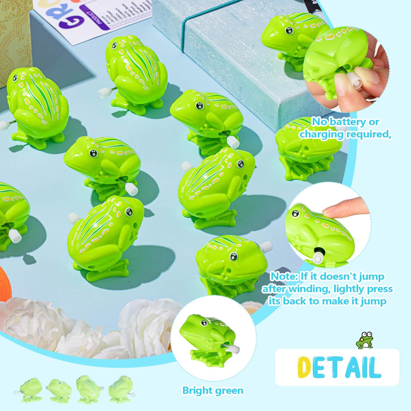 Seenelling Seenelling 20 Pcs Green Jumping Fun Frog Toys Plastic Cute Clockwork Frog Toy Bulk Toy Frog for Educational Gift