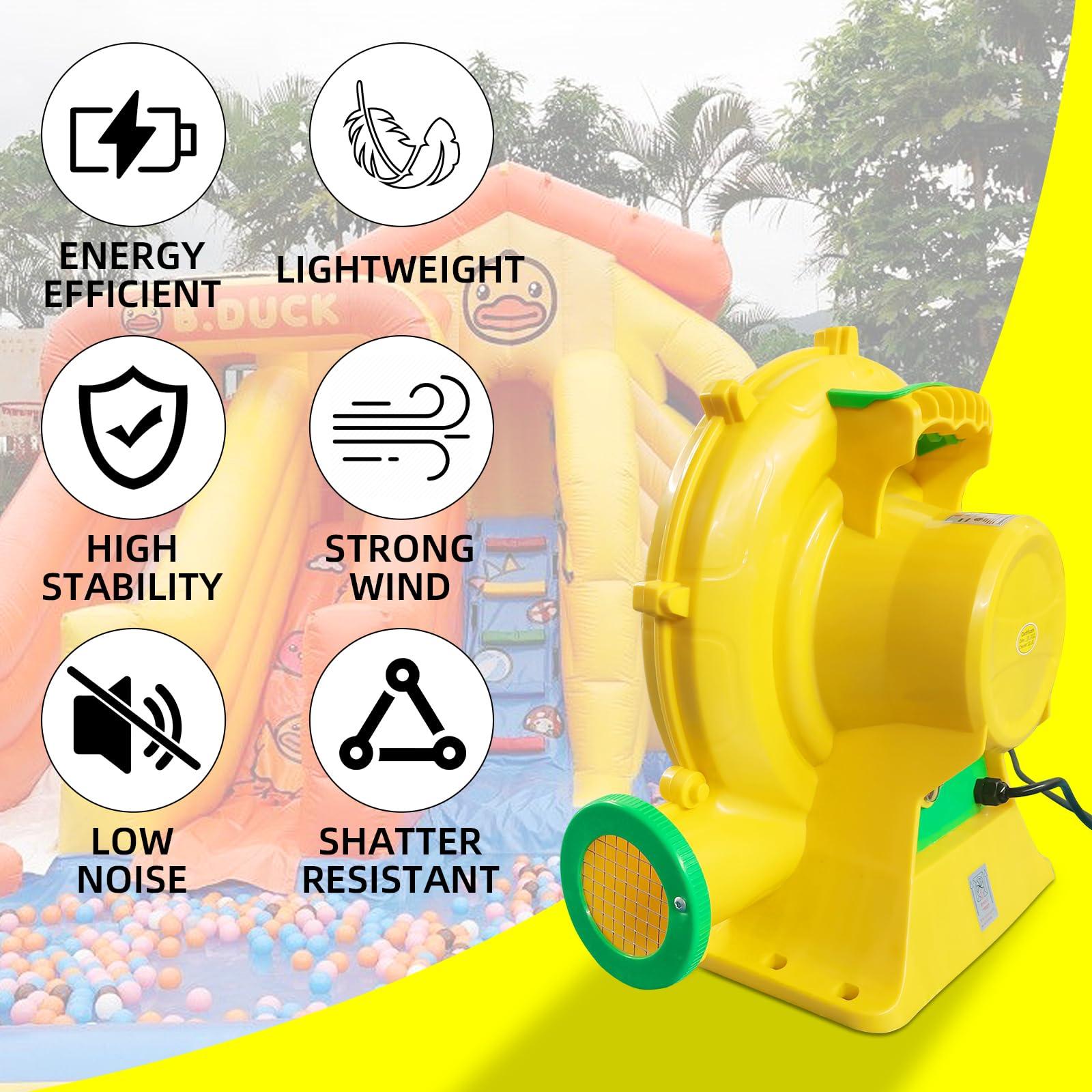 GONFLABLE Inflatable Air Blower, 950W/1.25HP Bounce House Blower for Outdoor Commercial, Portable Electric Pump Fan for Inflatables, Bubble House, Bouncy Castle, Doll, Water Slide, Jump Slides