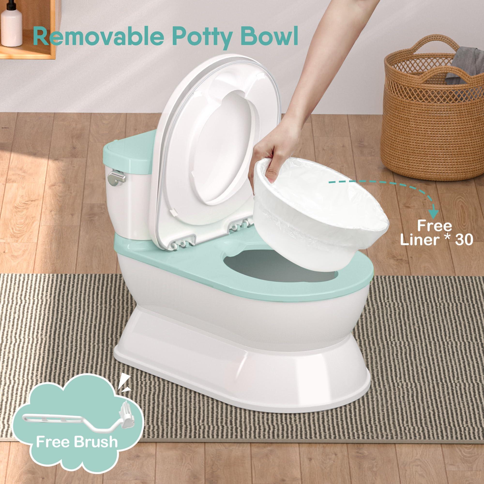 CheerTry CheerTry 2-in-1 Toddler Potty Training Toilet - Larger Potty Chair & Detachable Training Seat for Boys & Girls Ages 1-3 with Flushing Sound, Wipes Storage, Toilet Paper Holder - Cyan