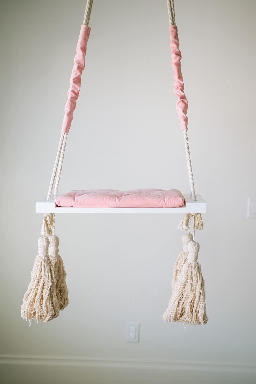 Krasivo Pink Baby Swing Set with Soft Cushion and Hardware