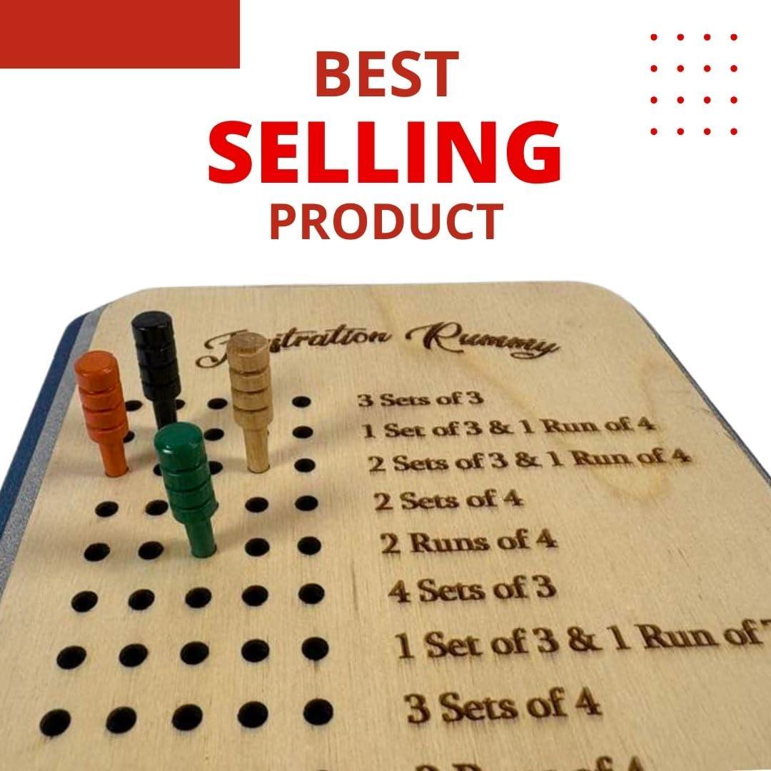 Generic Frustration Rummy Scorecard Board Game - Family Game Night Set for 5 Players