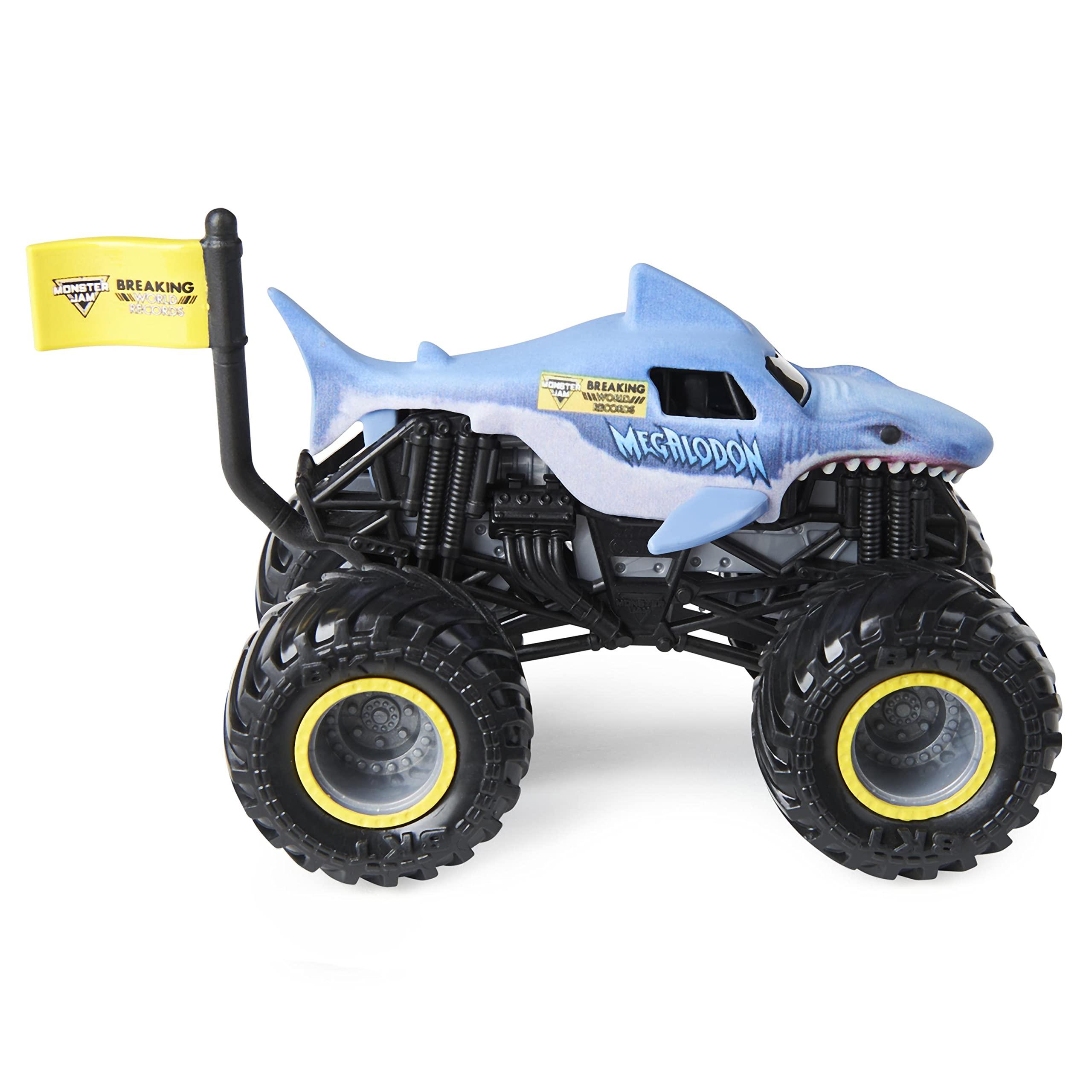 Monster Jam Monster Jam 2021 Target Exclusive Breaking World Records Series 1:64 Scale Diecast Monster Truck with Flag: Megalodon