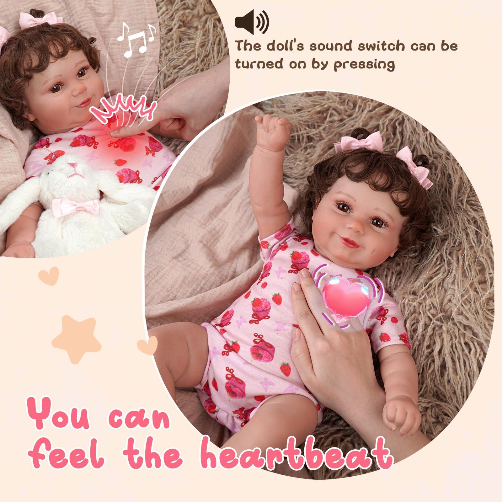 BABESIDE BABESIDE Lifelike Reborn Baby Doll with Heartbeat Maddy, 20 inch Handmade Reborn Baby Dolls Girl with Crying and Babbling Voice, Real Baby Dolls That Look Real for Girls Boys Kids Age 3+