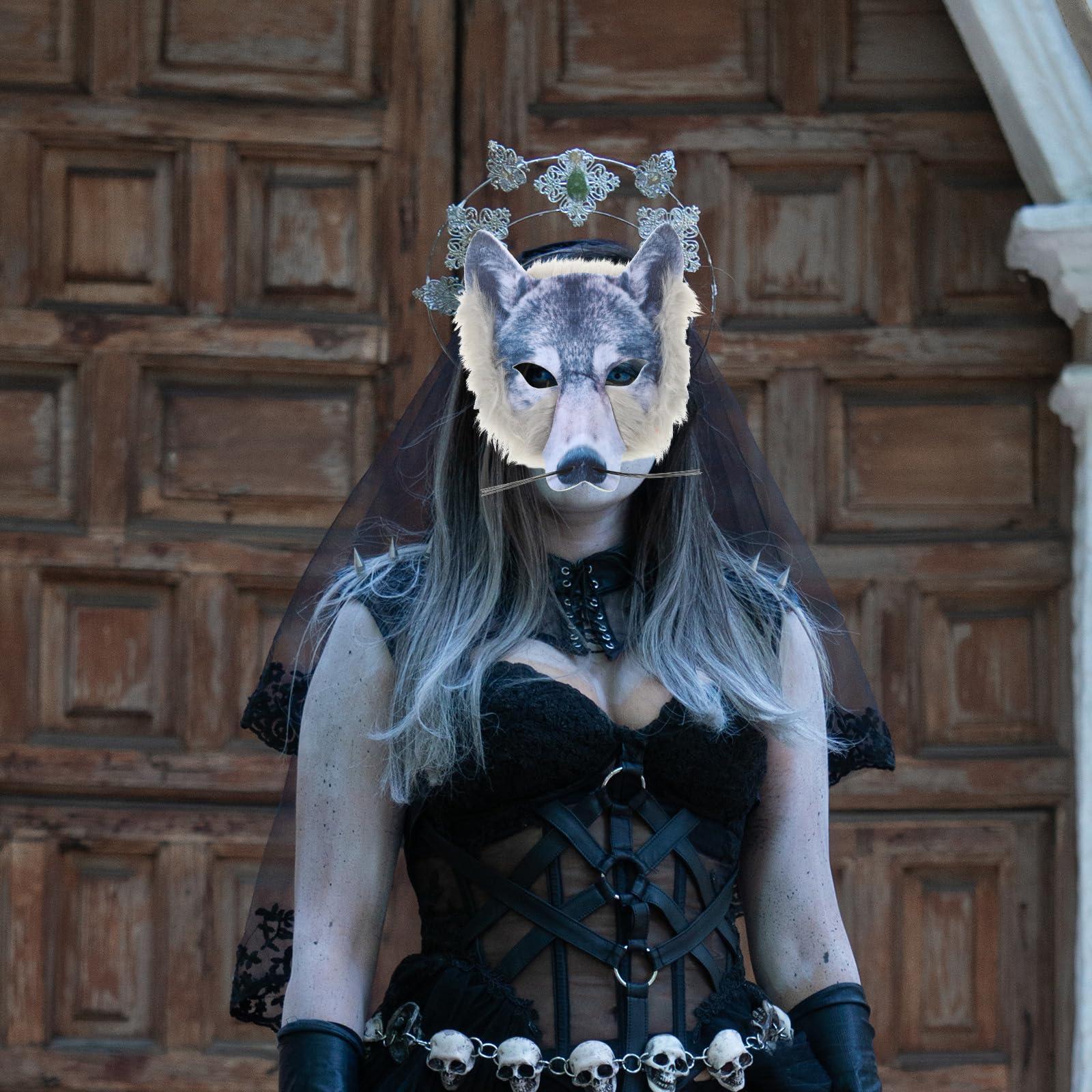 JOINPAYA JOINPAYA Wolf Mask: Furry wolf Mask Halloween Wolf Masks Wolf Costume Accessories for Cosplay Costume Fancy Dress Party