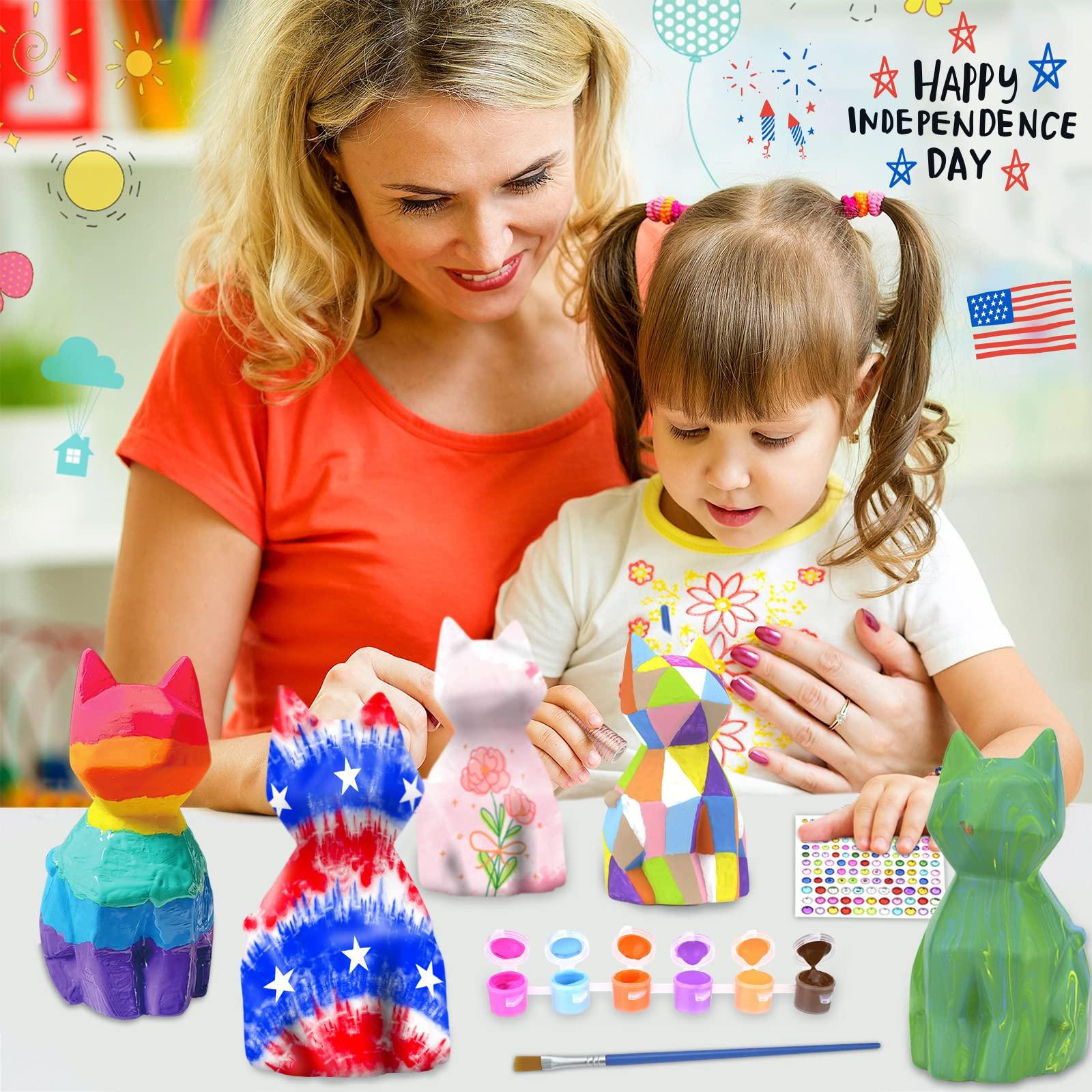 HAPMARS HAPMARS Paint Your Own Cat & Moon Lamp Kit 2pcs, DIY Geometric Cat Art Craft Painting Kits for Girls Boys Kid Age 4 5 6 7 8 9 10 11 12+, Art Supplies Creative Gifts for Birthday, Christmas, Party