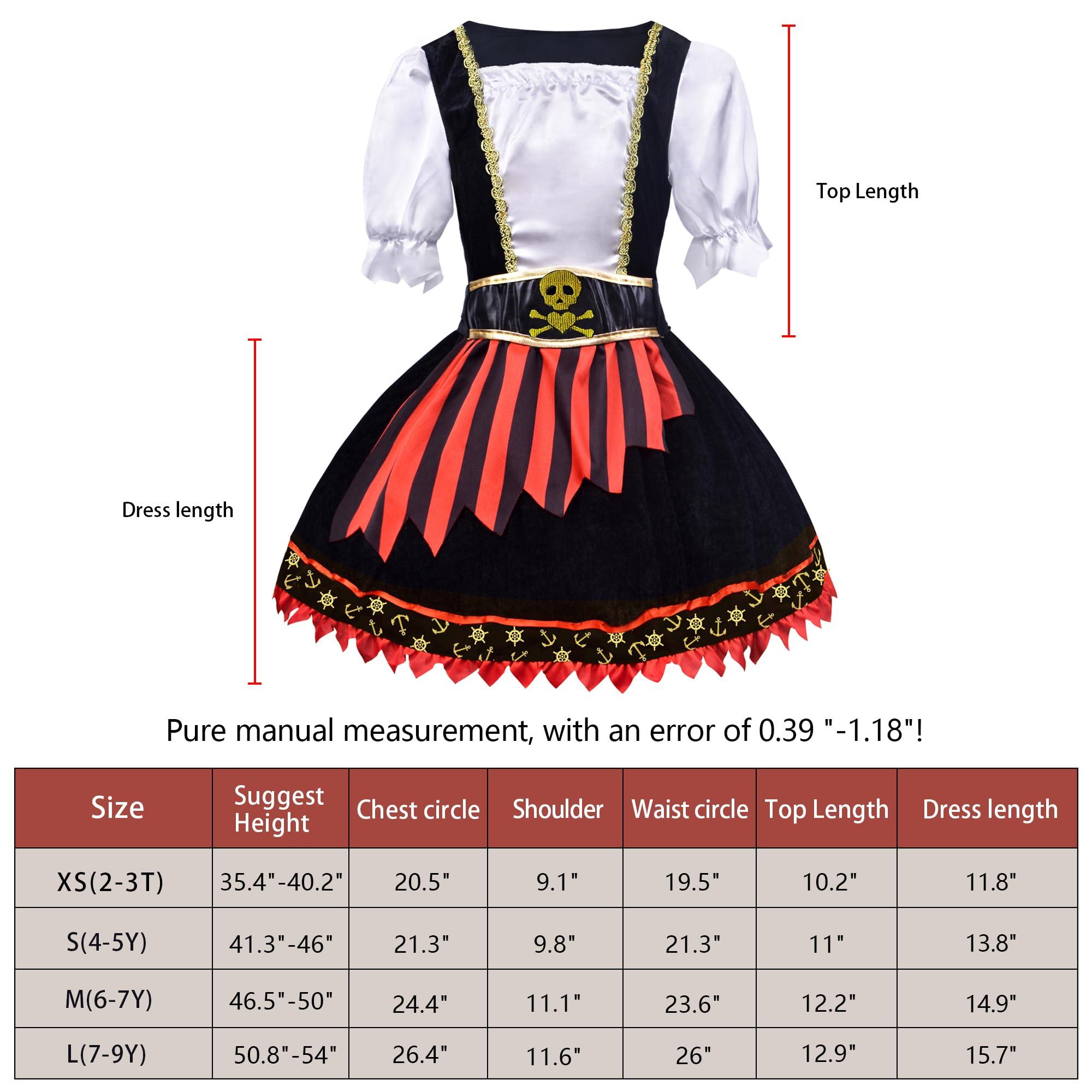 ZZIHAN ZZIHAN Girls Pirate Costume Kids Pirate Princess Dress Pirate Accessories Hat HairBand Eye Patch Belt Pirate Gems Treasure Toys Birthday Party Favor Gift Christmas Halloween Cosplay Costumes 6-7Years