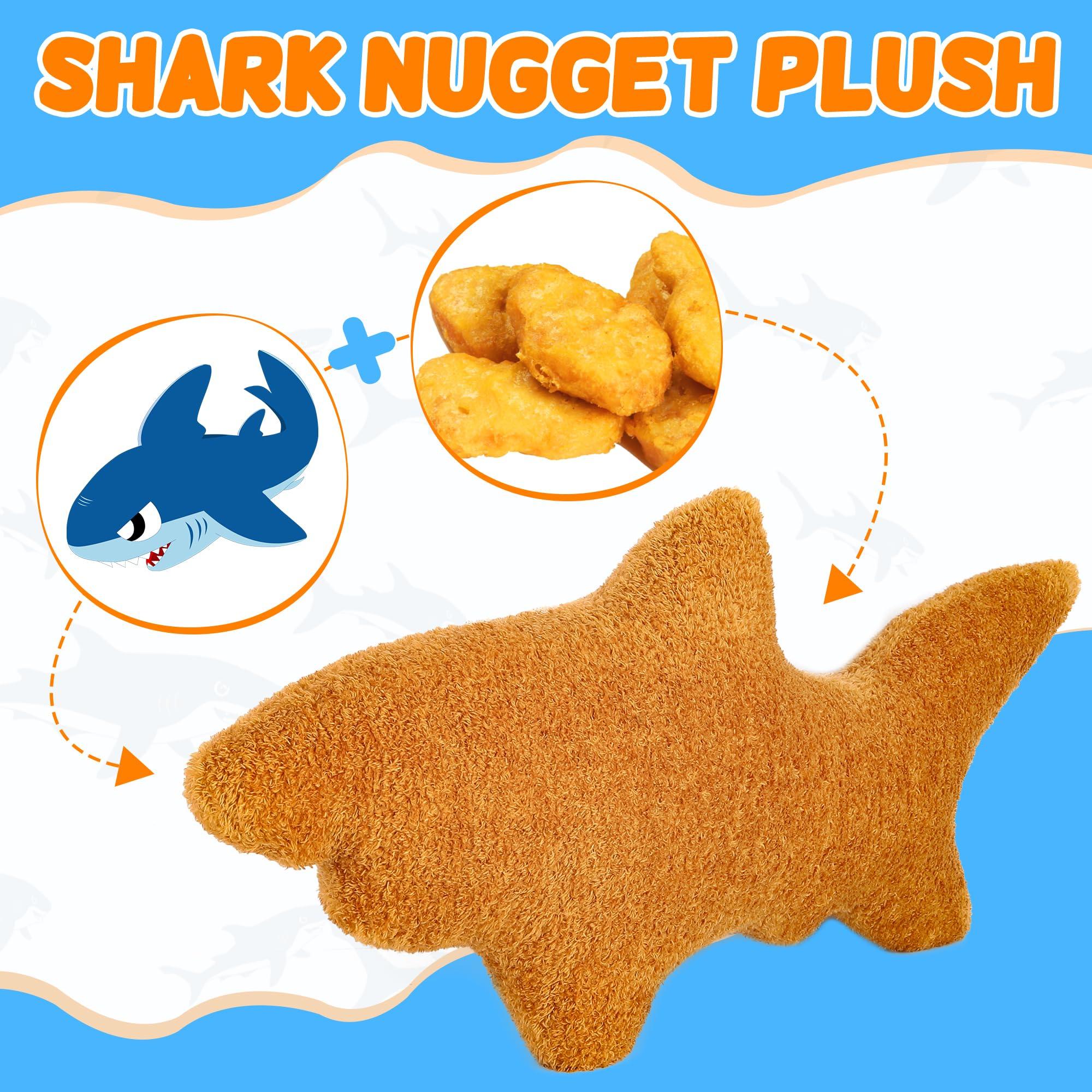NEWYANG NEWYANG Shark Chicken Nugget Plush, 23 Inch Stuffed Shark Animal Plush Toy, Super Soft Chicken Nuggets Pillow for Boys and Girls Room Decoration (Shark)
