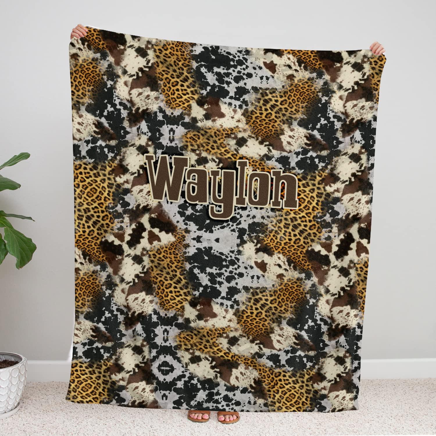 locobird Cow Print Blankets, Cowboy Baby Blankets, Baby Western Blankets, Personalized Baby Blankets for Girls Boys, Baby Stuff, Custom Baby Blankets Name Fleece Blankets for Newborn Infant Son Daughter