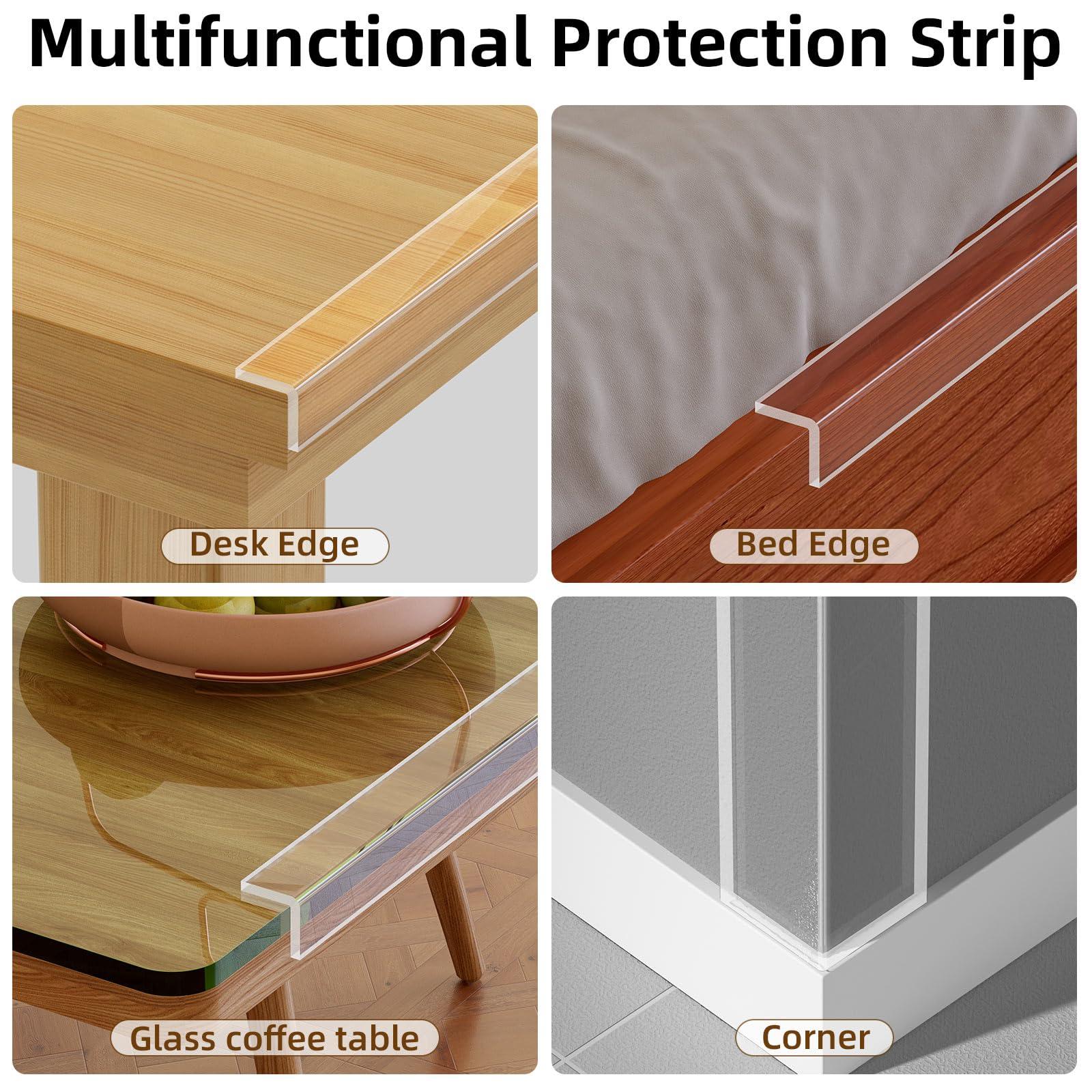 COUMENO COUMENO Clear Edge Protector,Safe Corner Protector, Anti-Sharp Edge Protector, for Furniture, Drawers, Tables, Cabinets 2inX3.28FT