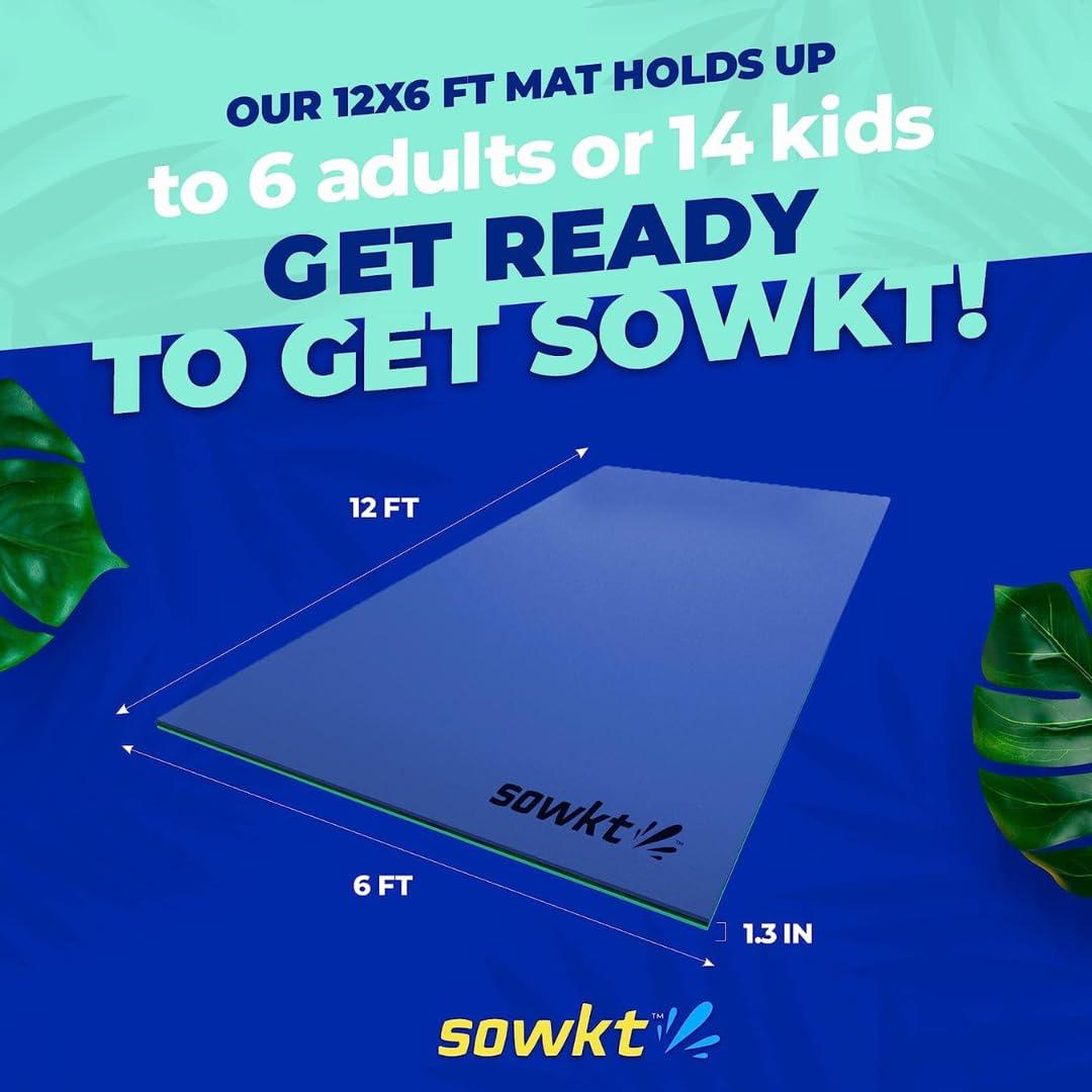 SOWKT Premium Made in USA Lily Pad Floating Mat for Lakes and Pools (12x6 ft) - Great for The Lake, Pool, Boat or as a Floating Dock - Giant Lilly Pad for Adults and Kids Alike for Unlimited Water Fun