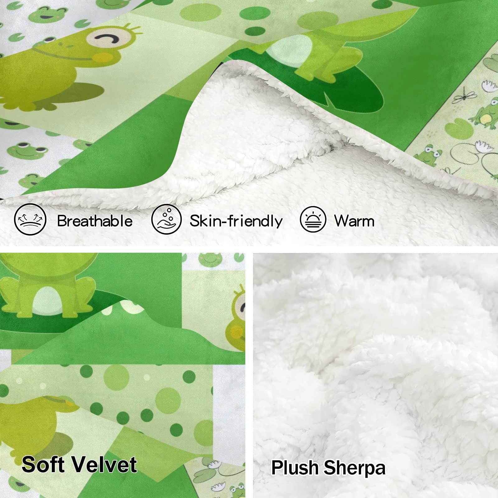 Deven Deven Personalized Sherpa Fleece Baby Blankets for Boys,Girls,Frog Patchwork Quilt,Custom New Born Receiving Blanket with Name for Baby Shower 50x60 in Gift